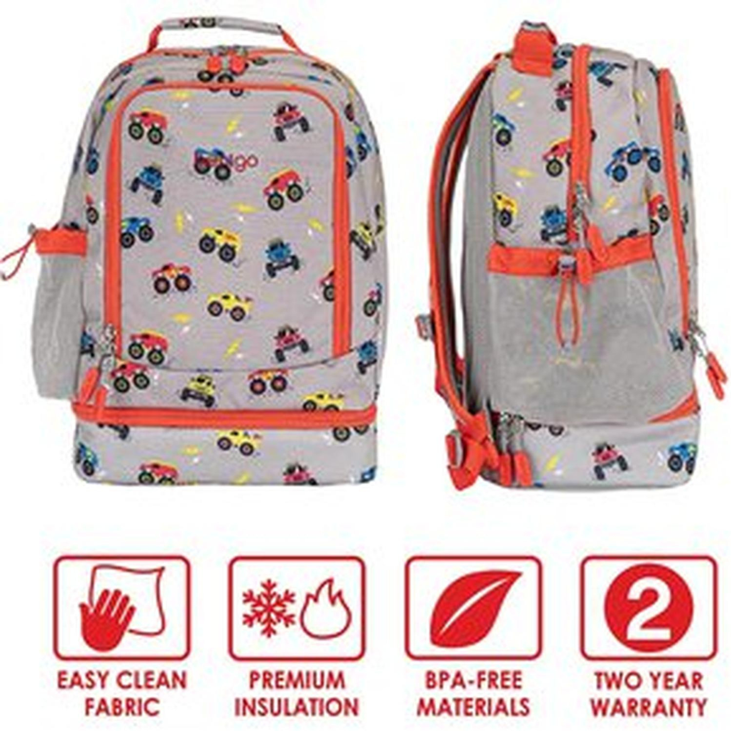 MOCHILA BENTGO CARRITOS GRIS KIDS 2 EN 1 - 4