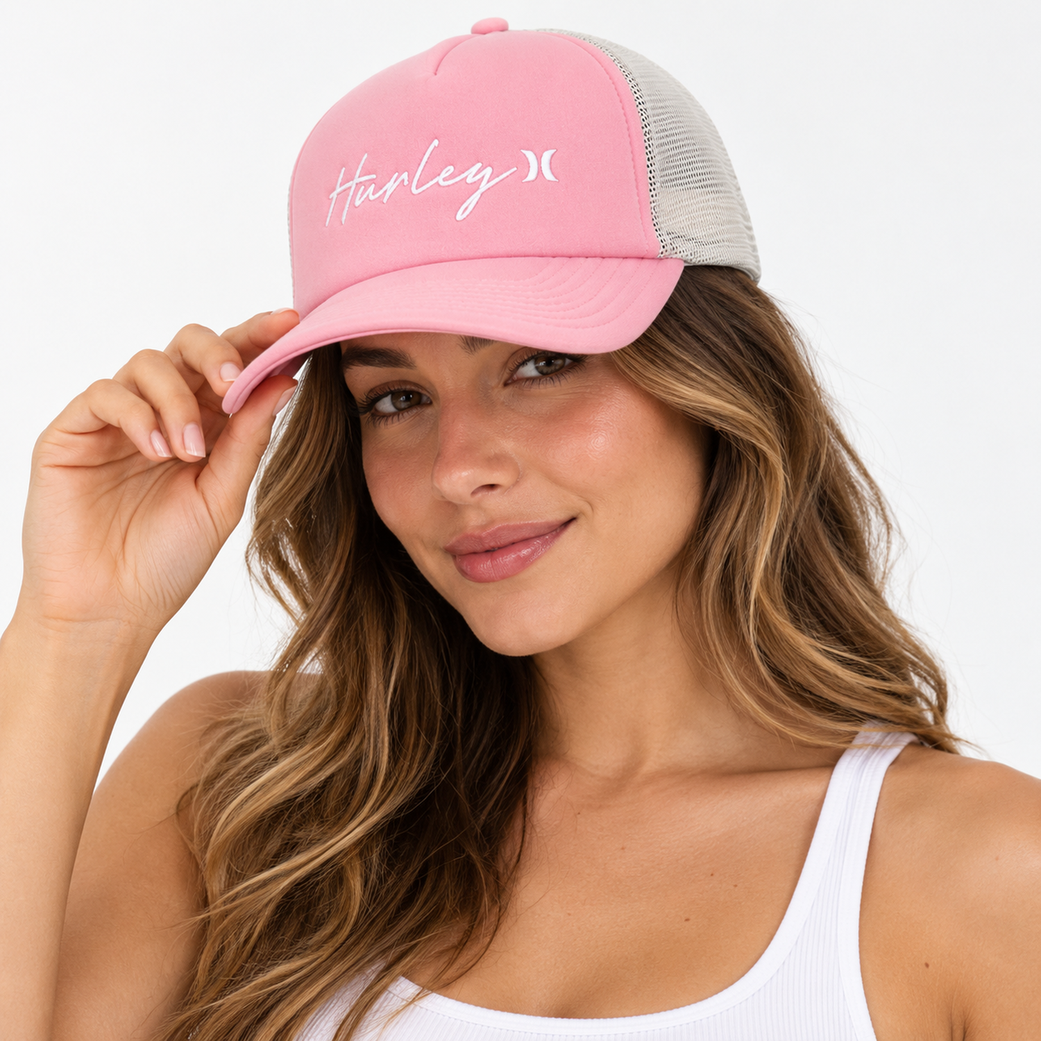 GORRA HURLEY ICON TRUCKER MINT GREEN ROSADO LOGO ROSA - 1