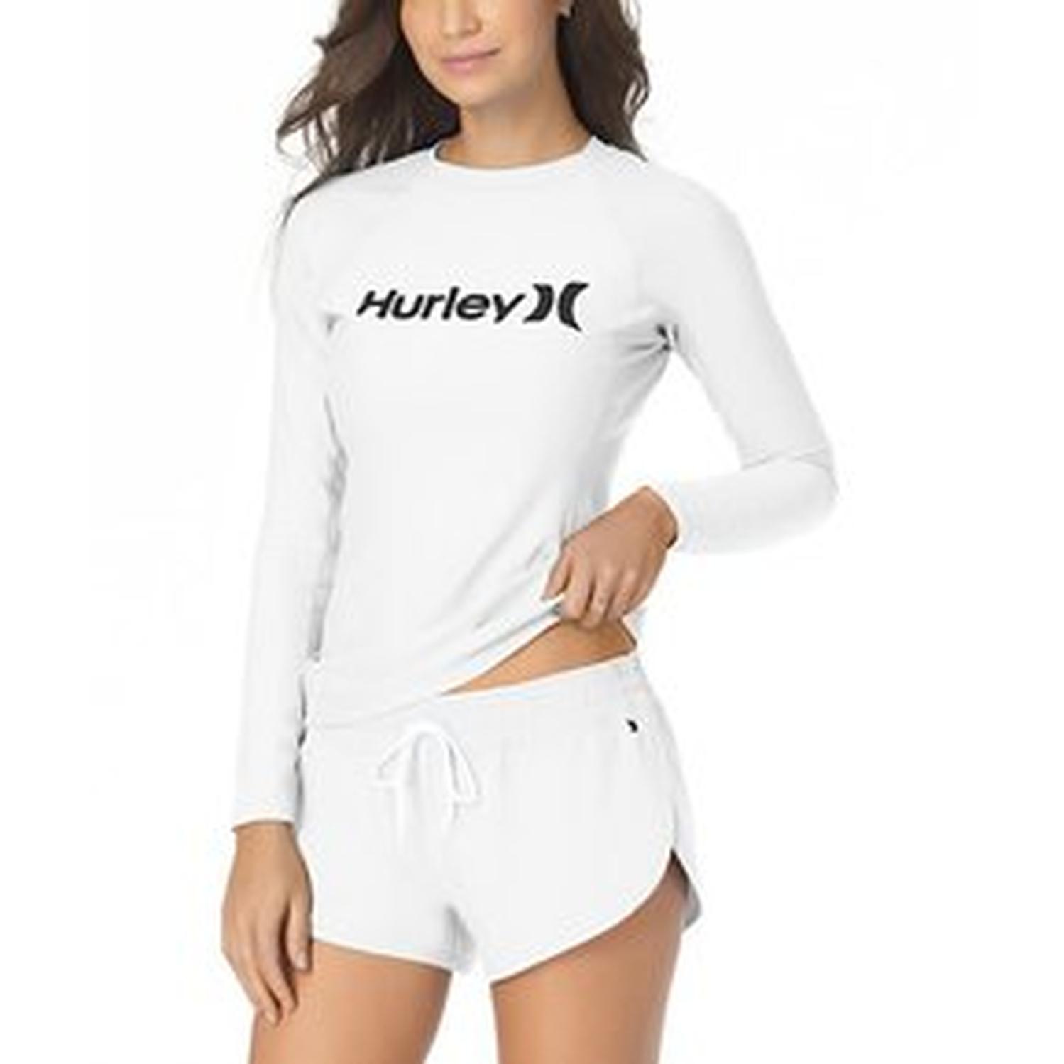 LICRA RASHGUARD DE MANGA LARGA PARA MUJER HURLEY - BLANCO - 1