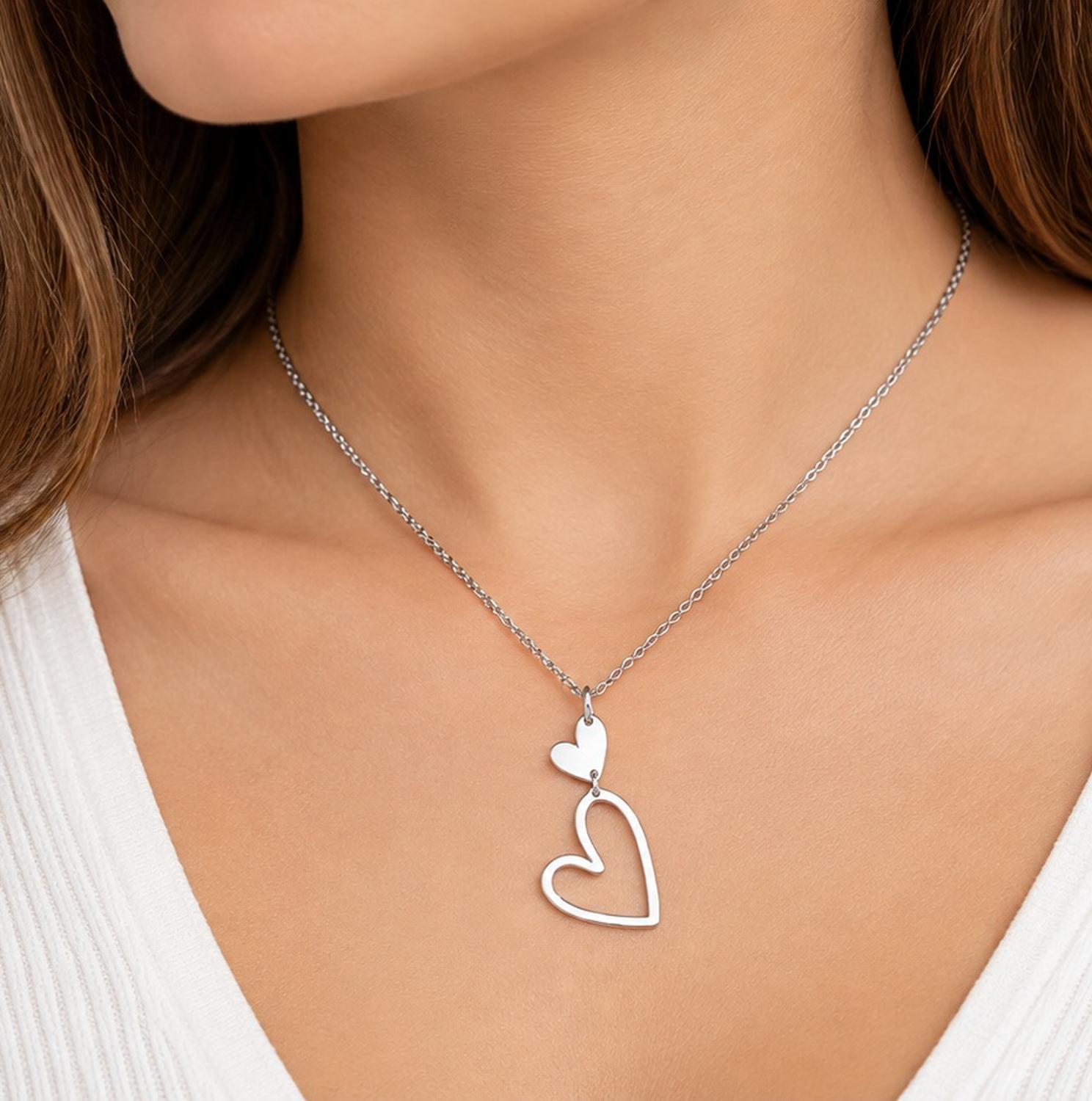 COLLAR MARVELOUS GLT-723 PLATA 925 CON DIJE DOBLE CORAZON - 2