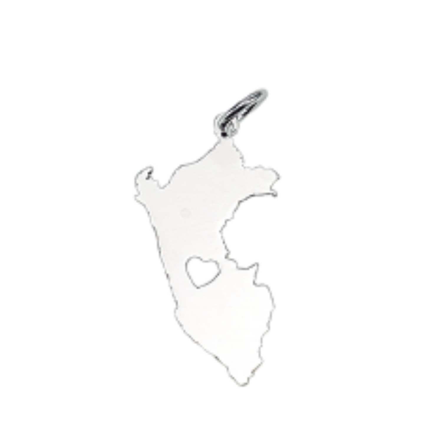 DIJE MARVELOUS DLT-803 PLATA MAPA DEL PERU CON CORAZON AL MEDIO 925 - 1