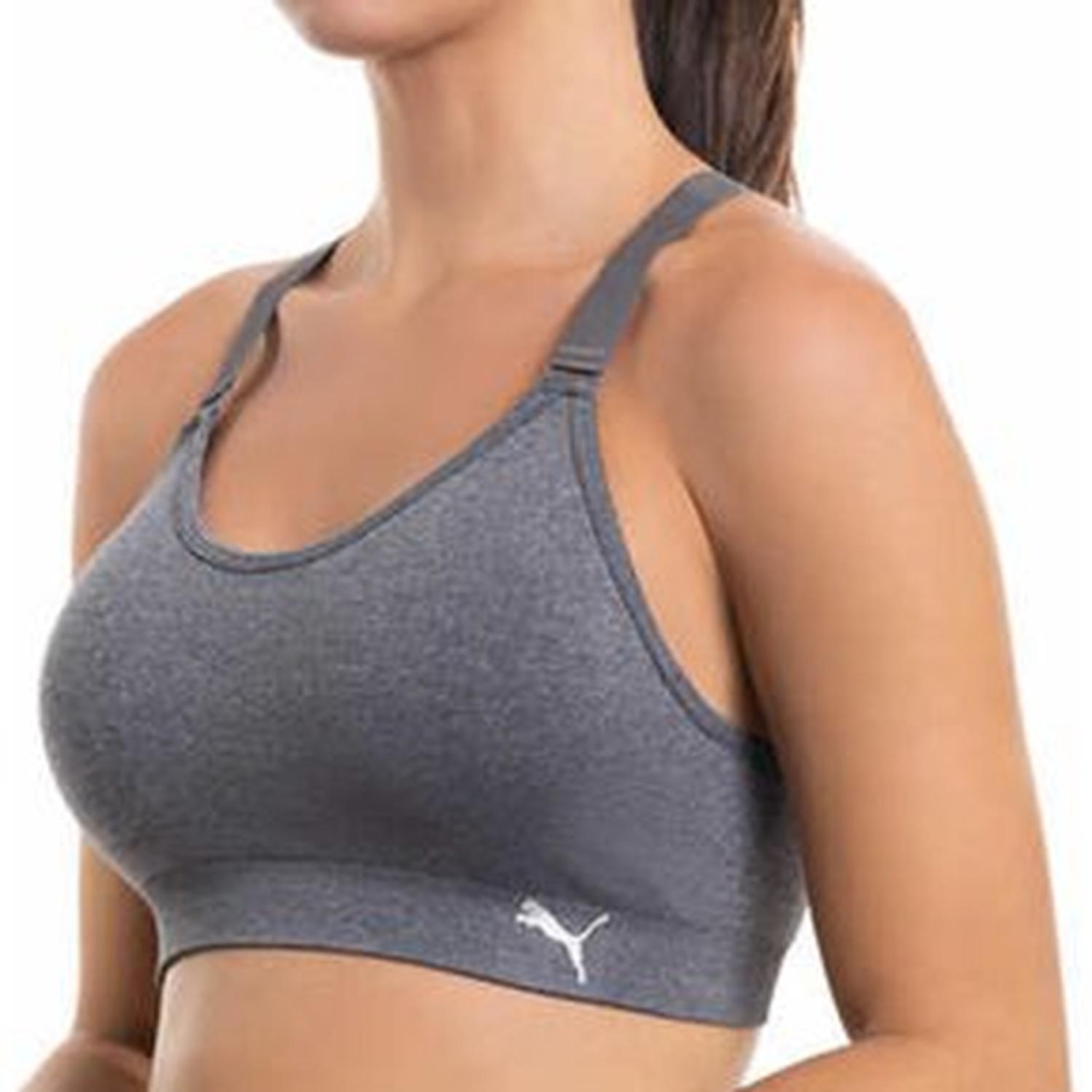 SUJETADOR DEPORTIVO O TOP PUMA PARA MUJER PACKX3 NEGRO-PLOMO-ROSA - 4