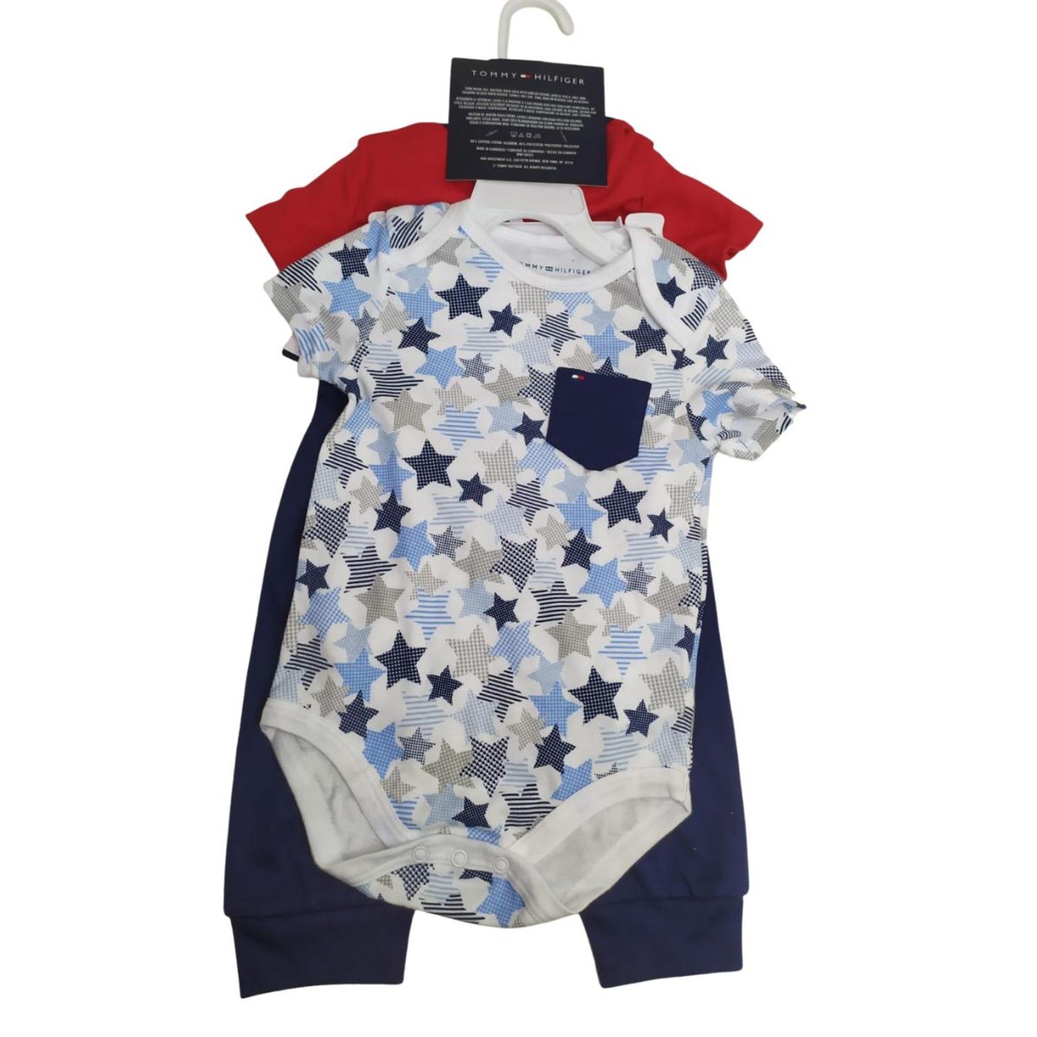 3 PACK BODY BODYSUIT O BEBECRECE TOMMY HILFIGER NIÑO AZUL/ROJO - 1