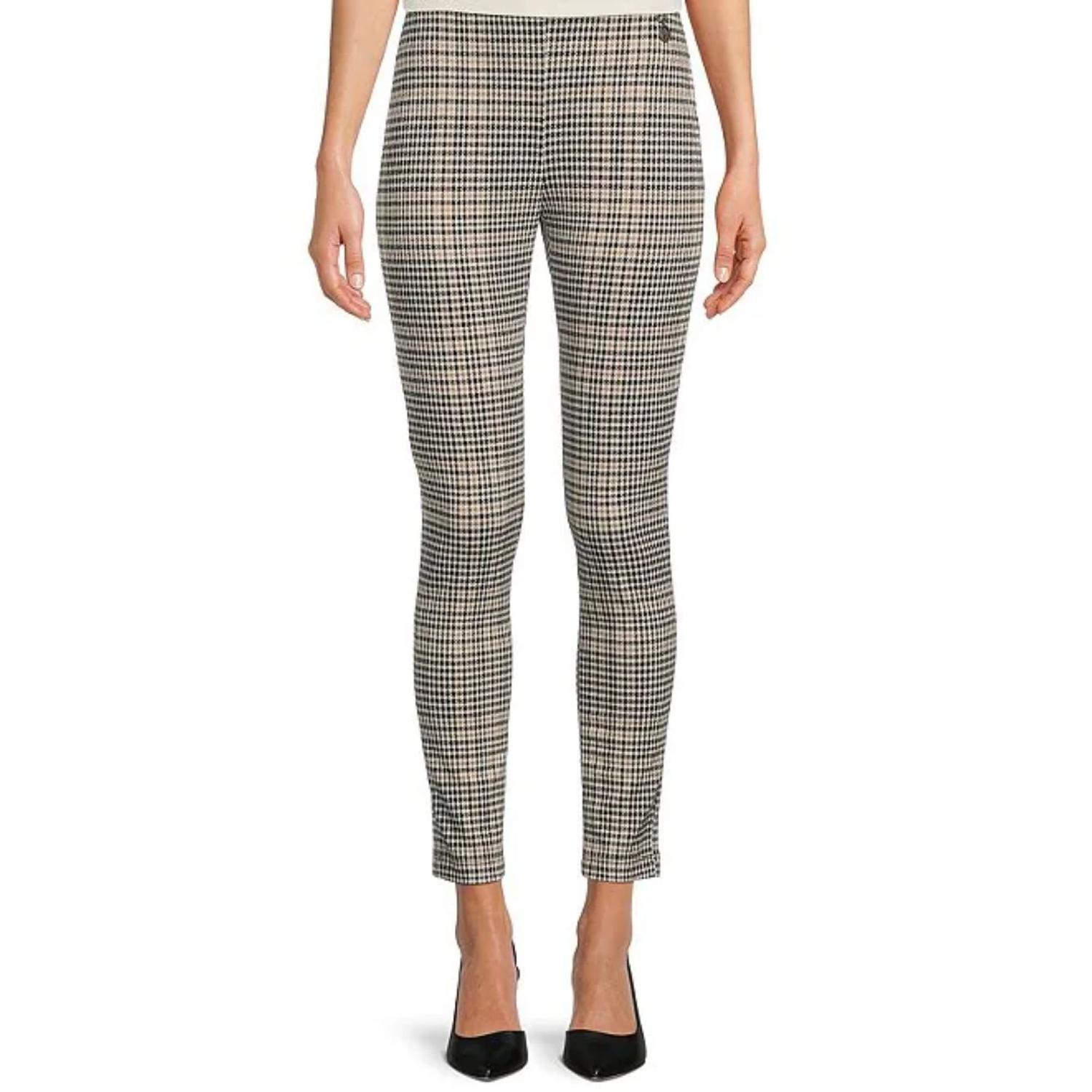 PANTALÓN ALGODÓN MUJER TOMMY HILFIGER BEIGE SLIM DE VESTIR CUADROS - 1