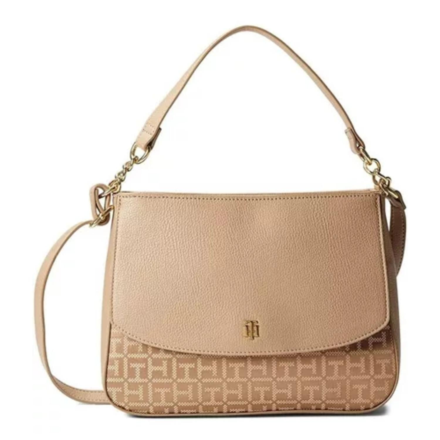 CROSSBODY O CARTERA TOMMY HILFIGER MEDIANA DOBLE ASA - BEIGE - 1