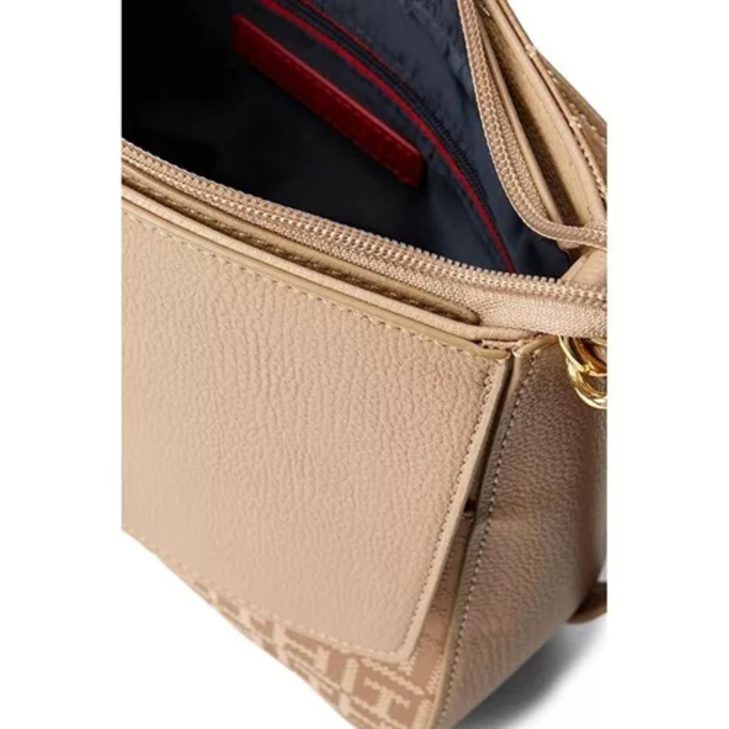 CROSSBODY O CARTERA TOMMY HILFIGER MEDIANA DOBLE ASA - BEIGE - 4