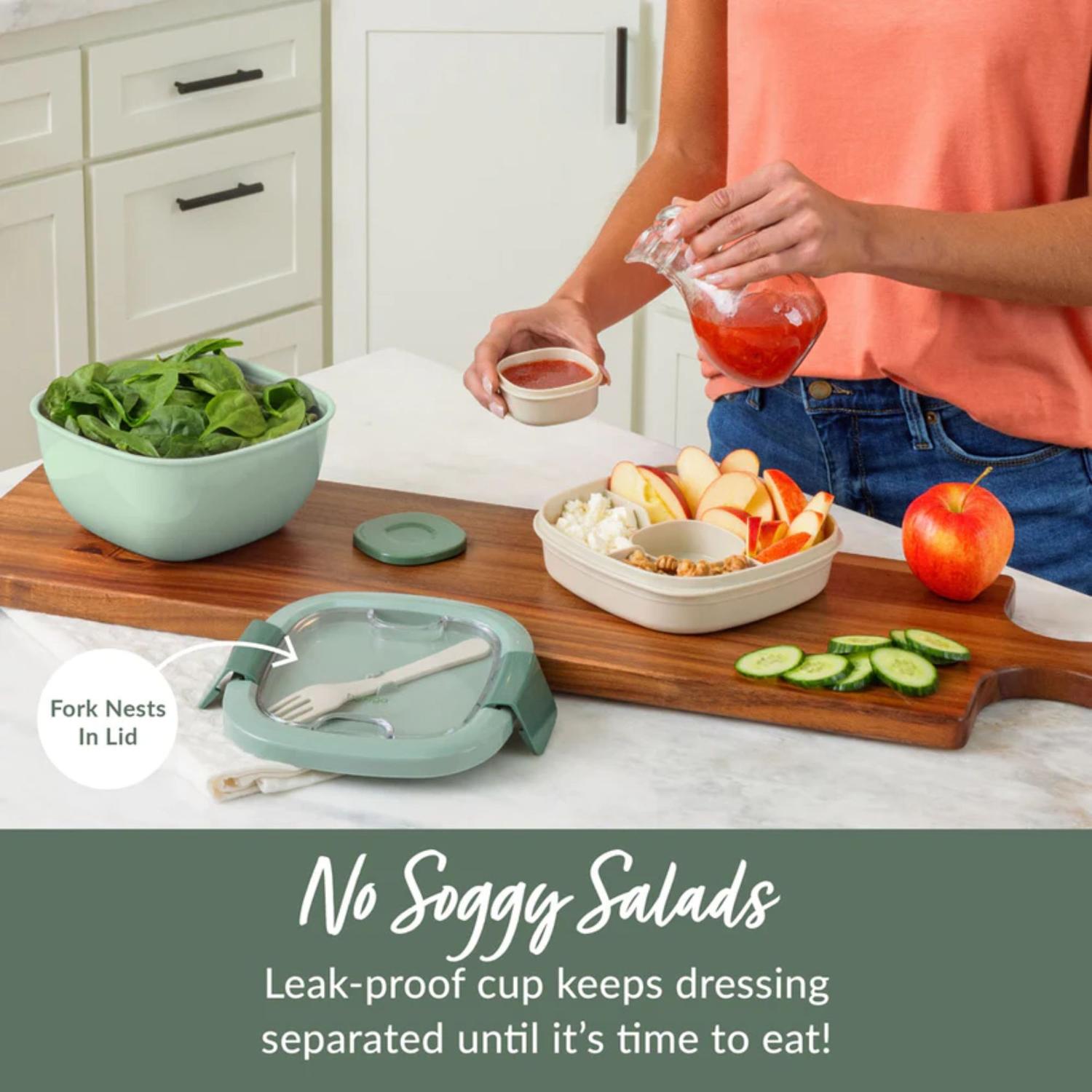 LONCHERA BENTGO BGOSAL KG VERDE PARA ENSALADA SALAD LUNCH BOX KHAKI - 9