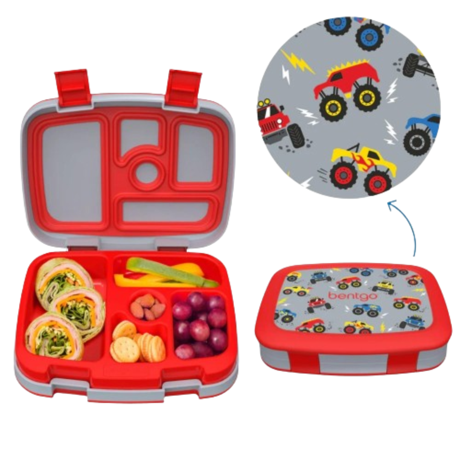 LONCHERA BENTGO BGKDPT TKS ROJO KIDS LUNCH BOX CAMIONES NIÑOS - 2