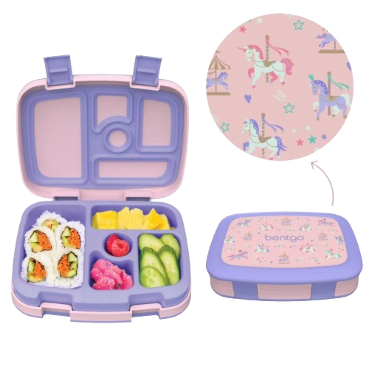 LONCHERA BENTGO BGKDPT CSL ROSADO KIDS LUNCH BOX UNICORNIOS EN CARRUSEL - 1