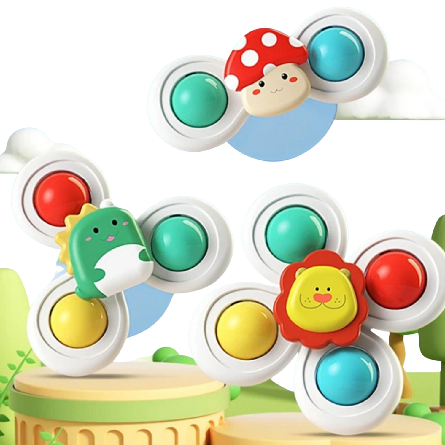 SPINNER JUGUETE GIRATORIO CON VENTOSA PARA BEBE - SETX3 PZS - 1