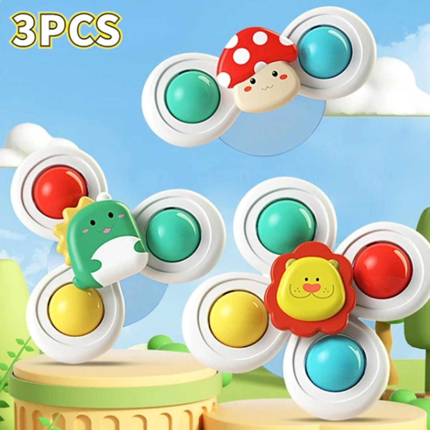 SPINNER JUGUETE GIRATORIO CON VENTOSA PARA BEBE - SETX3 PZS - 2
