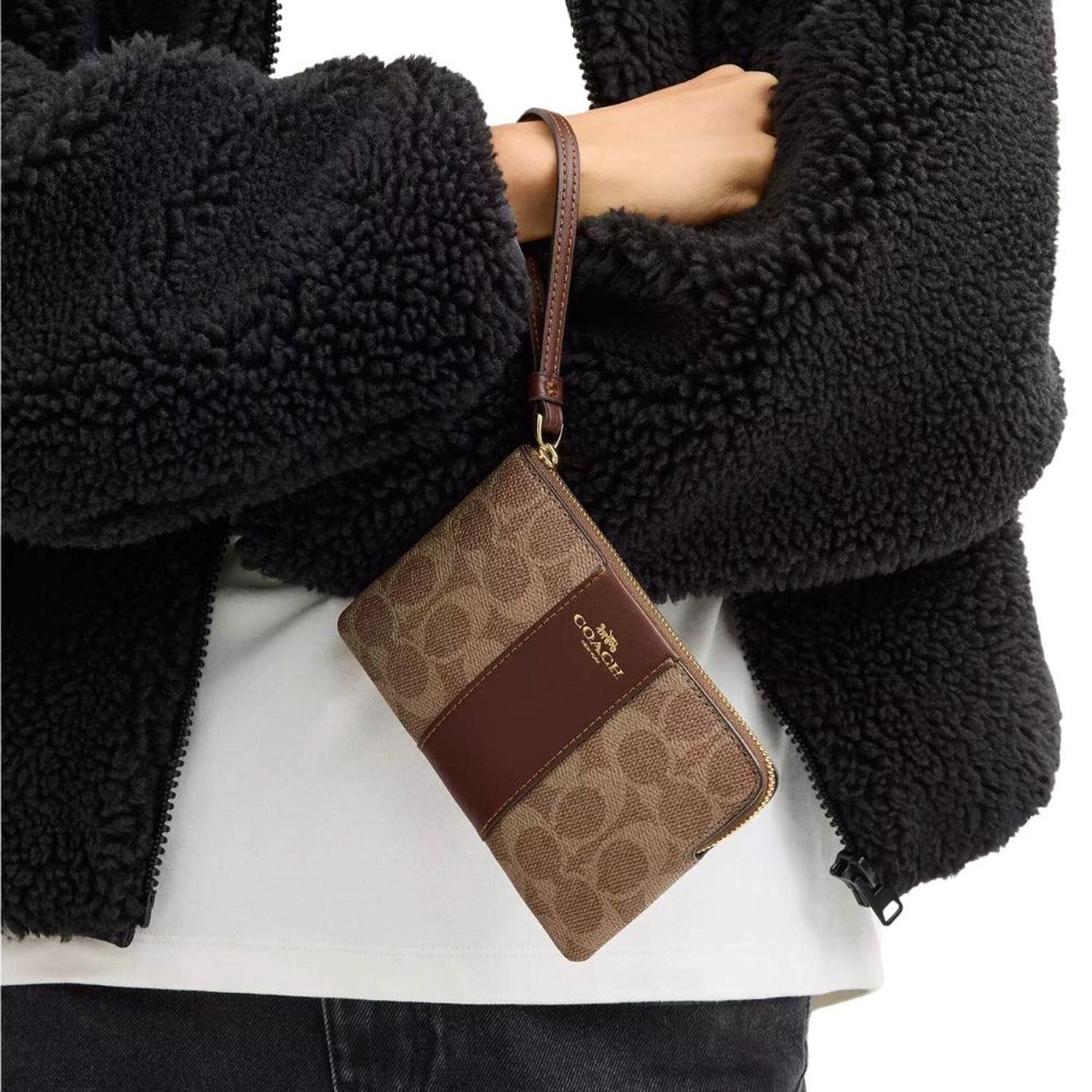 CARTERA COACH CW854 CUERO MARRON MANO ZIP AORUND - 3