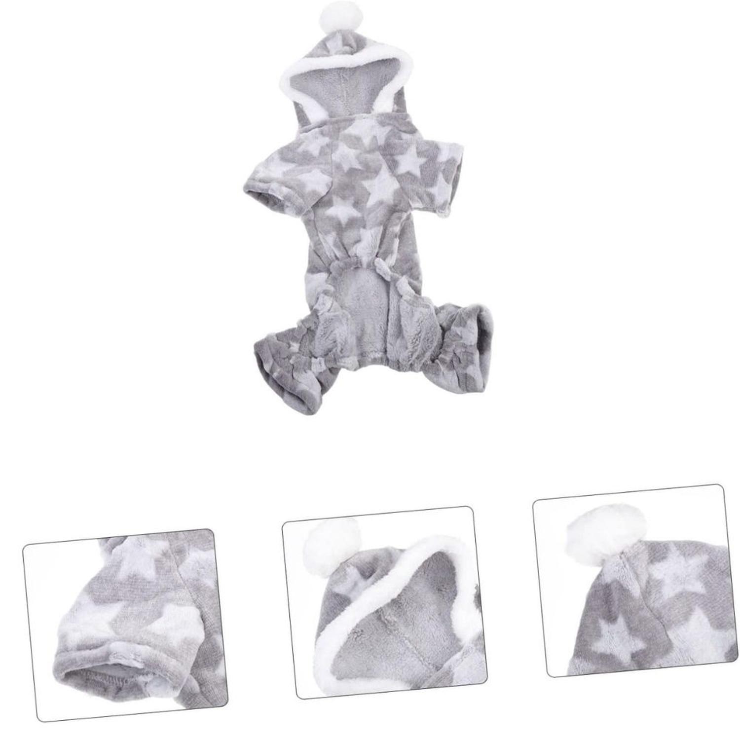 PIJAMA PARA PERROS PEQUEÑOS O GATITOS CON CAPUCHA SUPETMARKET - GRIS - 7
