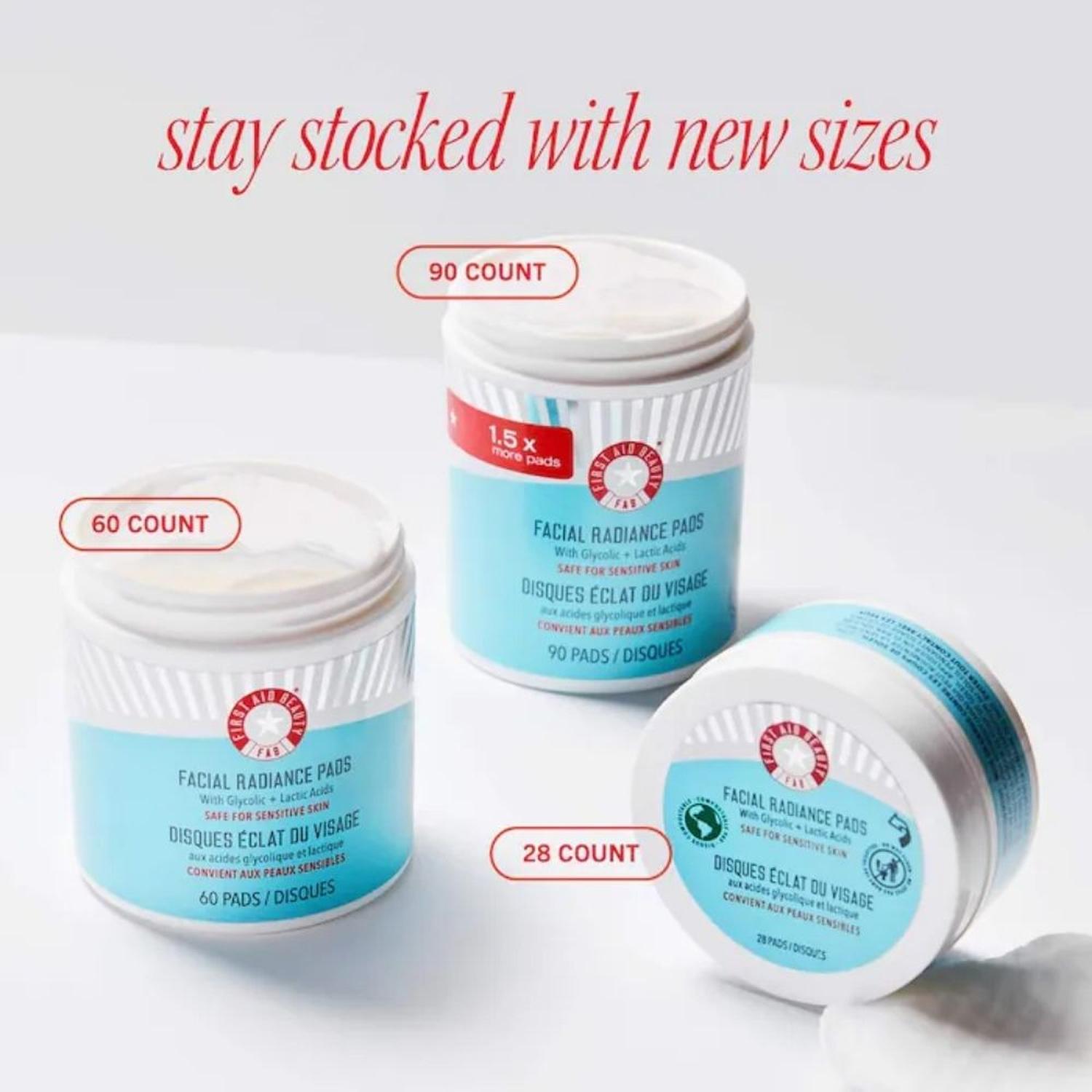 ALMOHADILLAS FACIALES CON ÁCIDO GLICÓLICO Y LÁCTICO FIRST AID BEAUTY - 60 PADS - 8