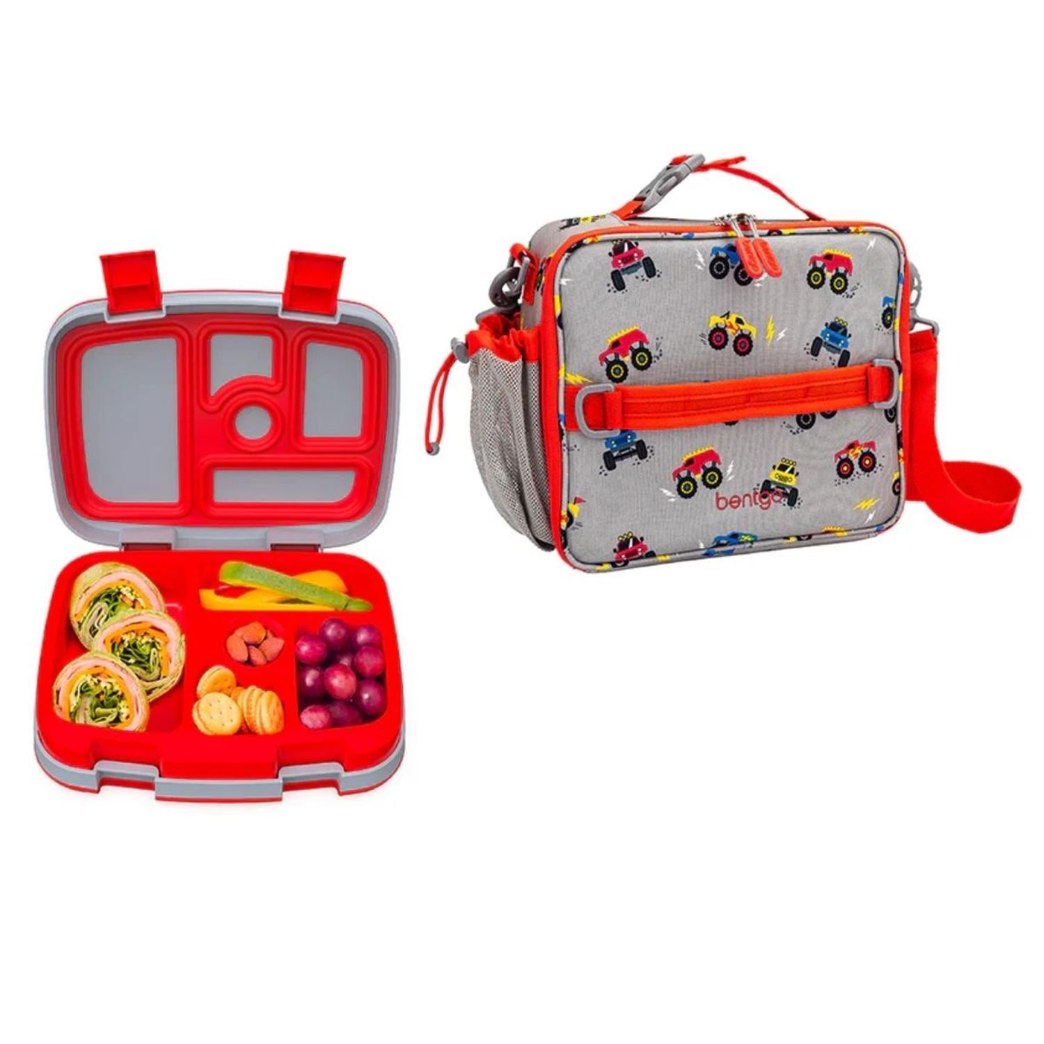 SET BENTGO TRUCKS PLASTICO GRIS LONCHERA Y PORTA LONCHERA KIDS CAMIONES - 1