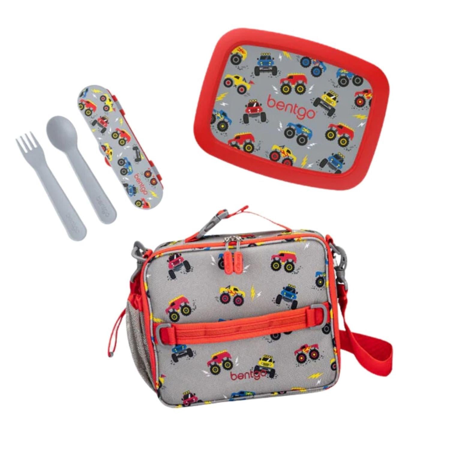 SET LONCHERA, PORTA LONCHERA Y CUBIERTOS BENTGO KIDS - CAMIONES - 1
