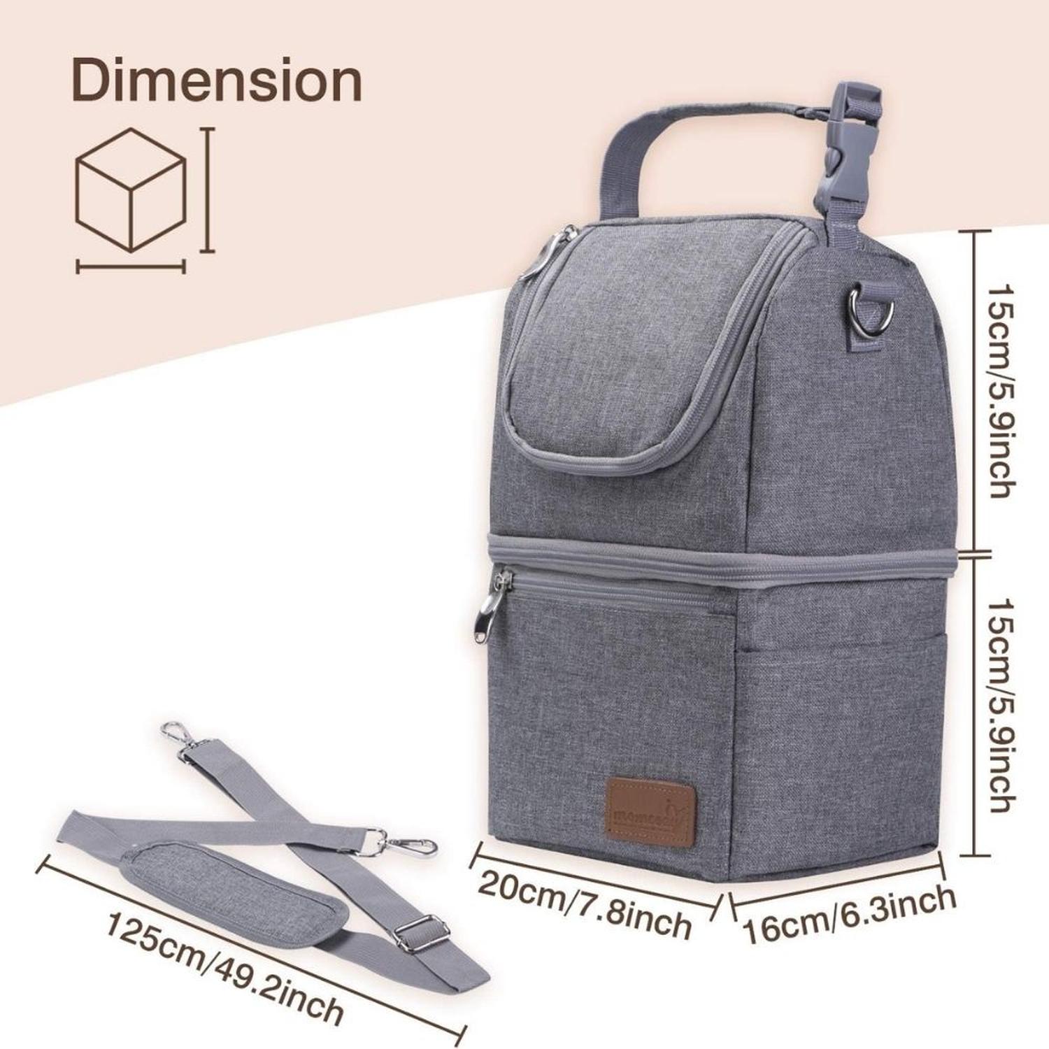 MALETIN PORTA BIBERON TERMICO MOMCOZY DOBLE ASA - GRIS - 2