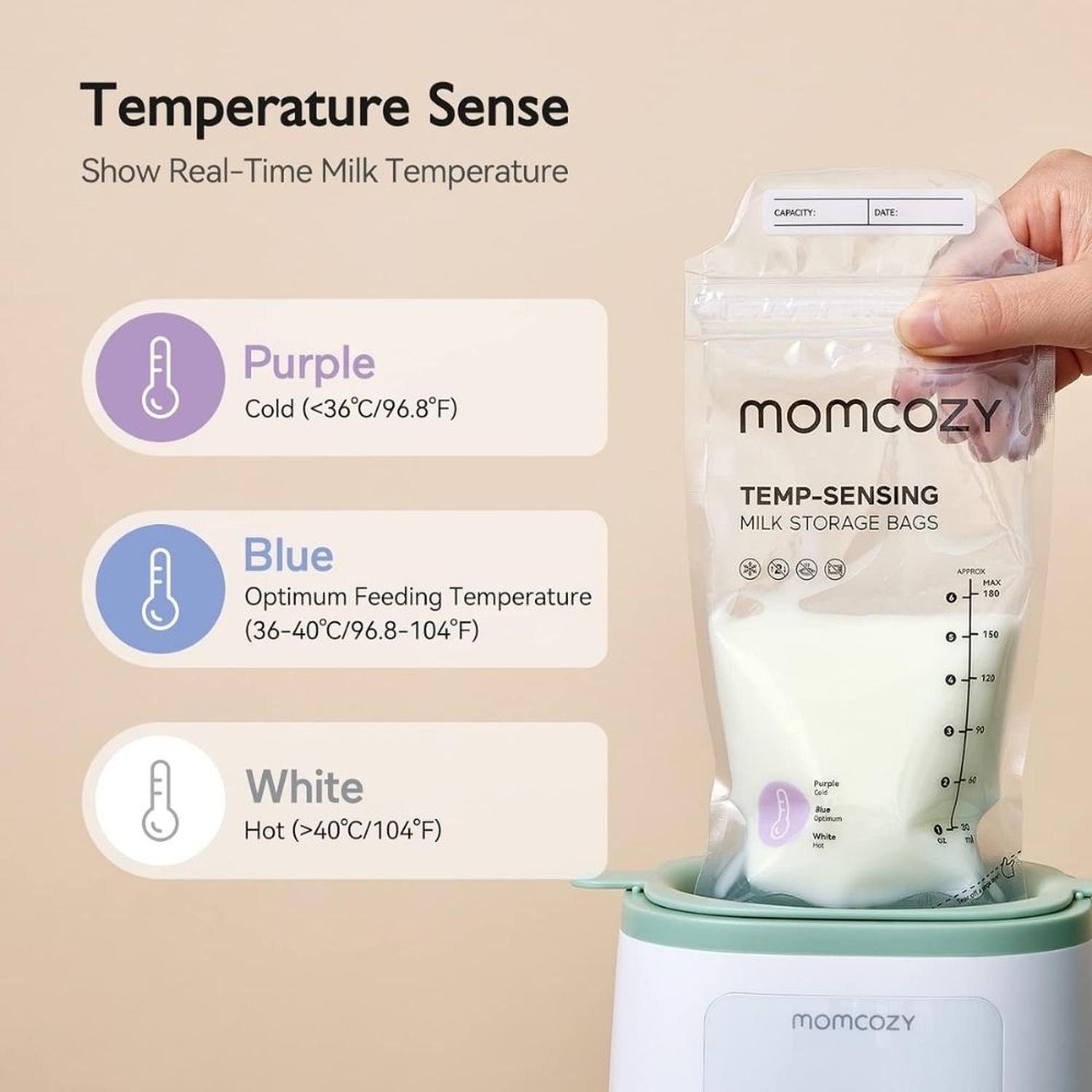BOLSAS PARA LECHE MATERNA MOMCOZY CON SENSOR DE TEMPERATURA 6 OZ 120 UNDS - 2