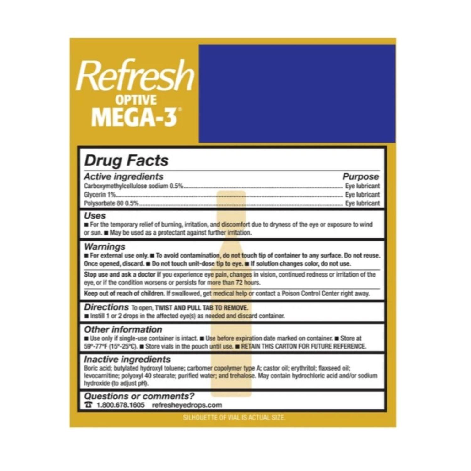 GOTAS LUBRICANTES PARA OJOS REFRESH OPTIVE MEGA-3 - 70 ENVASES INDIVIDUALES - 5