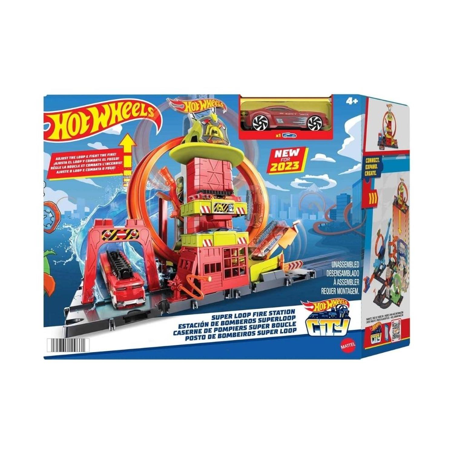PISTA DE CARRERAS HOT WHEELS CITY SUPER LOOP Y 1 CAMIÓN DE BOMBEROS - 7