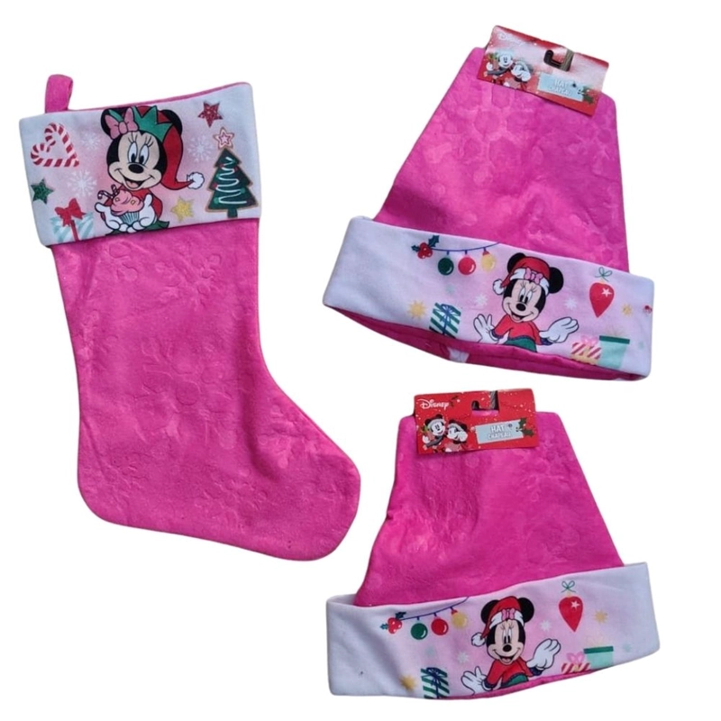 SET 2 GORRO Y BOTA NAVIDEÑA MINNIE MOUSE - ROSA - 1