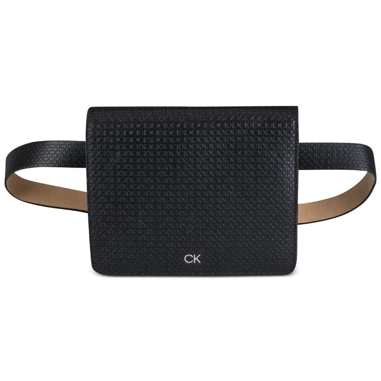 CINTURÓN RIÑONERA LOGOTIPO CALVIN KLEIN MUJER - NEGRO TEXTURIZADO - 1