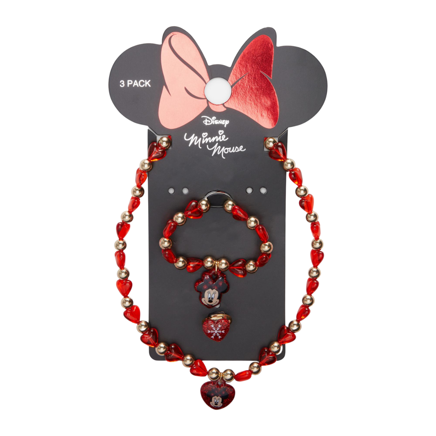 SET DE ACCESORIOS COLLAR PULSERA Y ANILLO MINNIE MOUSE PARA NIÑAS - 1