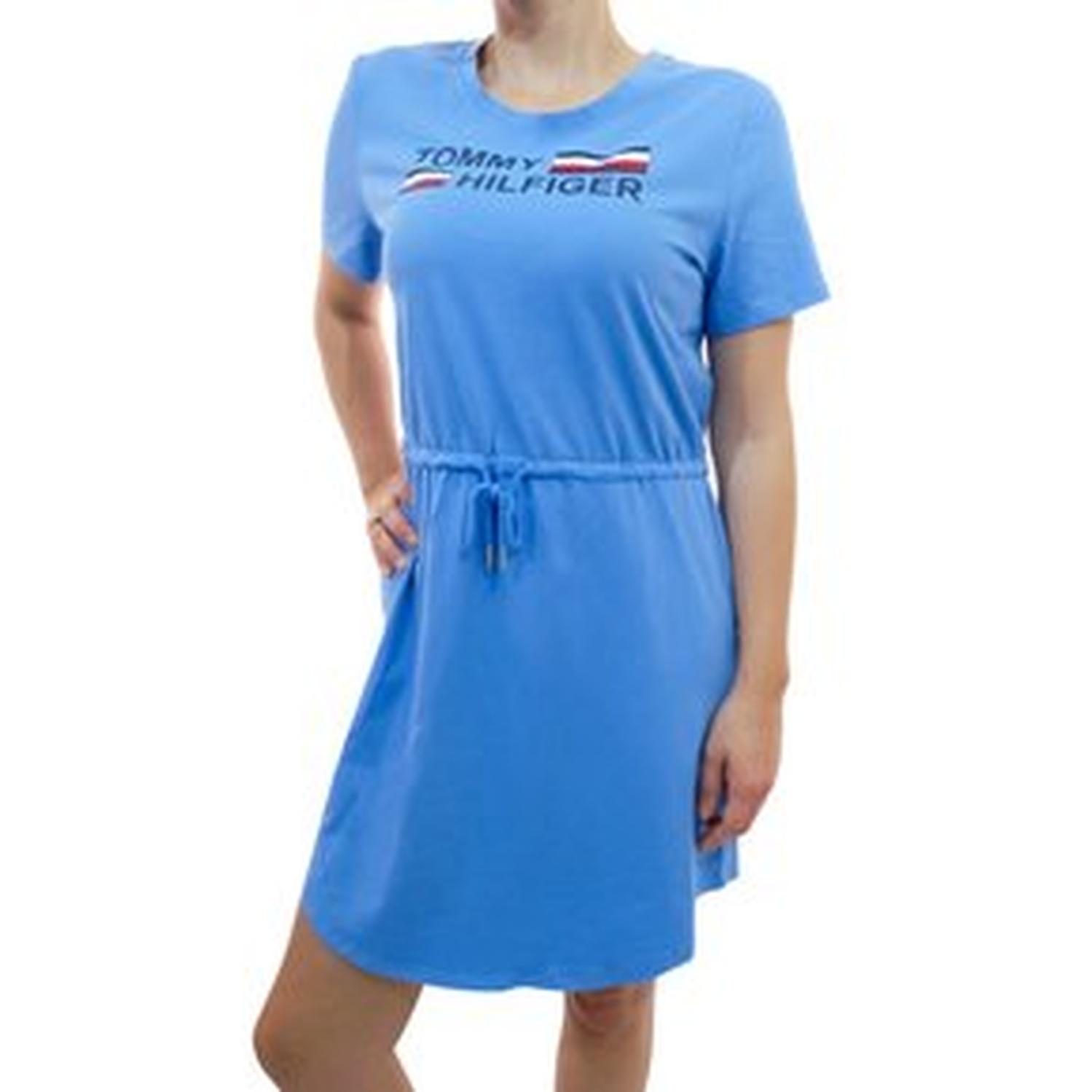 VESTIDO TOMMY HILFIGER CON CORDON - CELESTE - 1