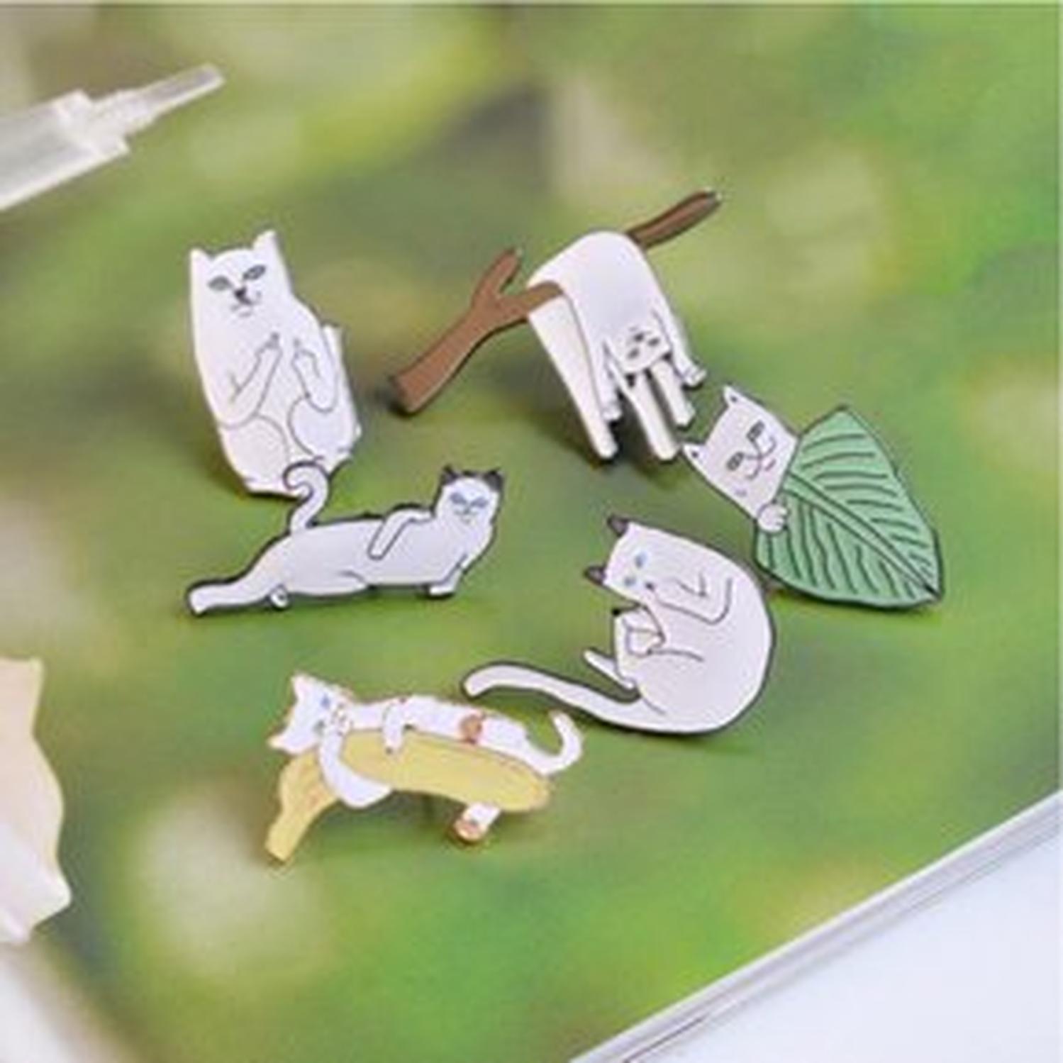 PACKX6 PINES DE METAL GATOS BLANCOS - 5