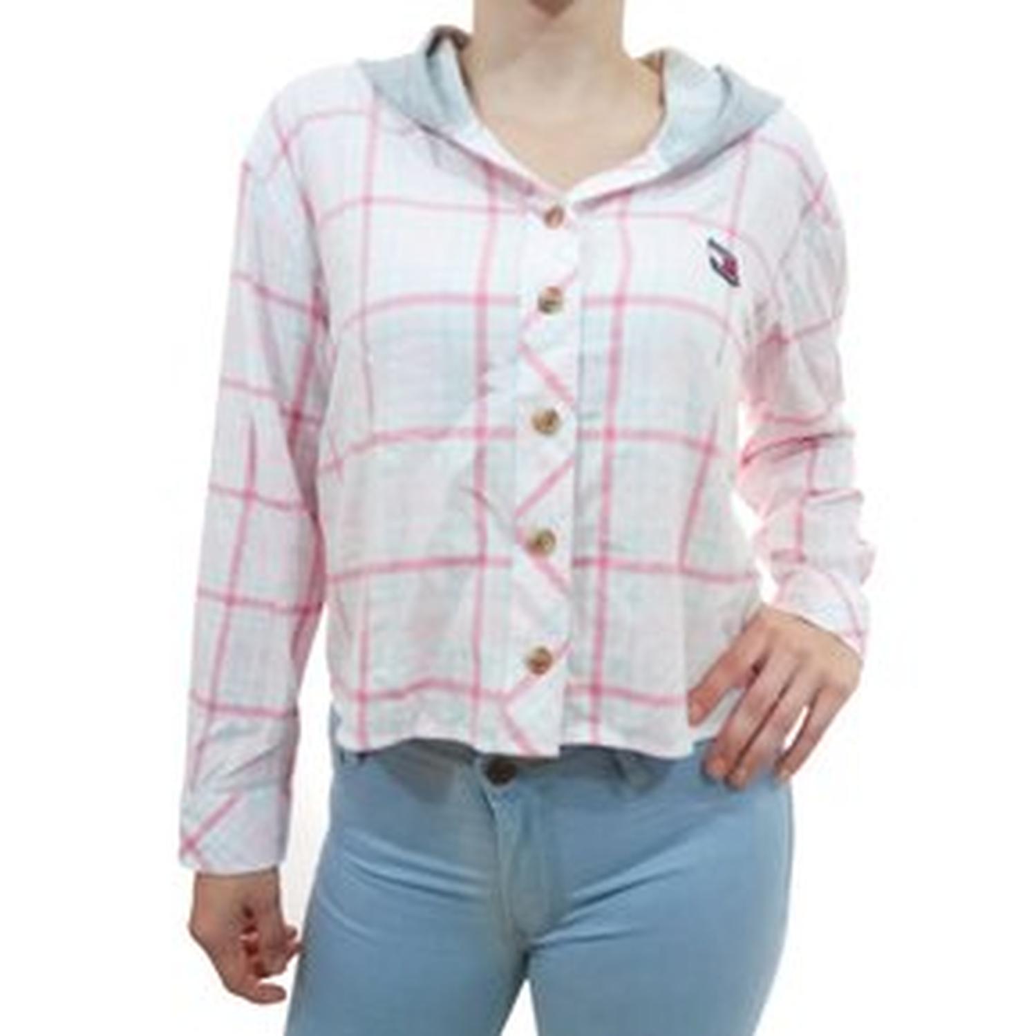 CAMISA TOMMY HILFIGER A CUADROS CON CAPUCHA - ROSADA - 1