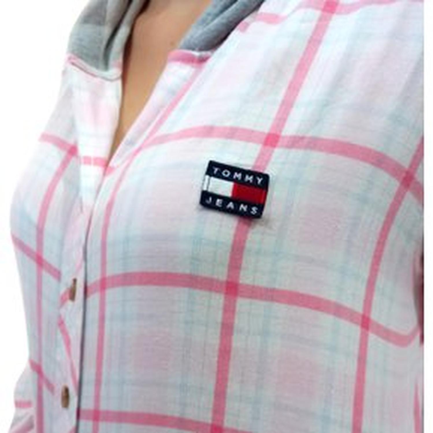 CAMISA TOMMY HILFIGER A CUADROS CON CAPUCHA - ROSADA - 4