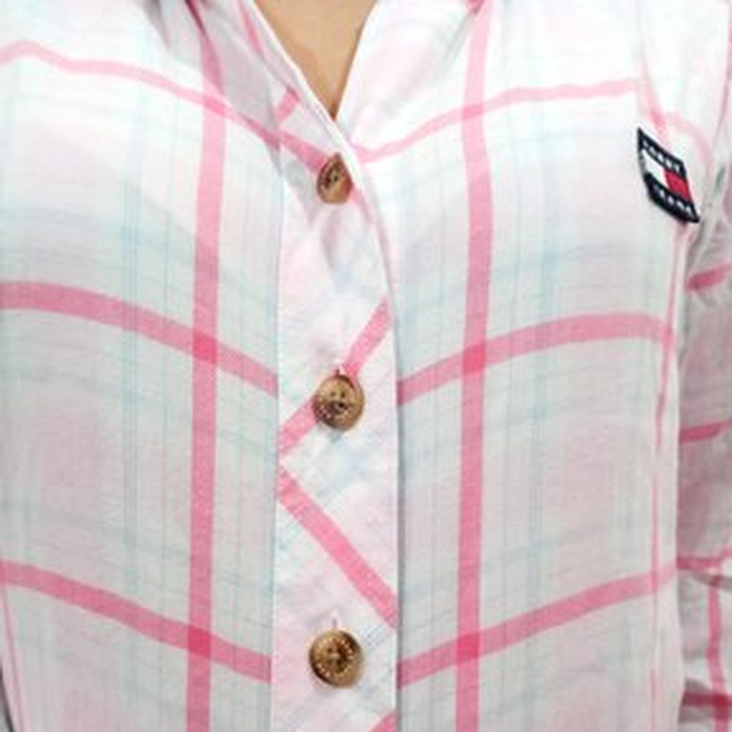 CAMISA TOMMY HILFIGER A CUADROS CON CAPUCHA - ROSADA - 5