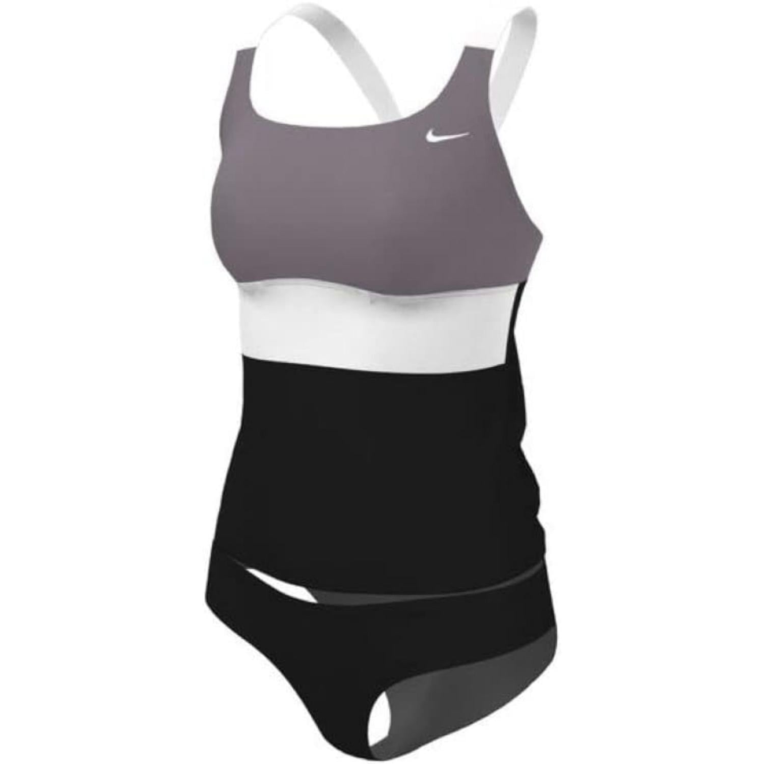 ROPA DE BAÑO TANKINI NIKE PARA MUJER 2 PIEZAS COLORBLOCK GRIS/NEGRO - 1
