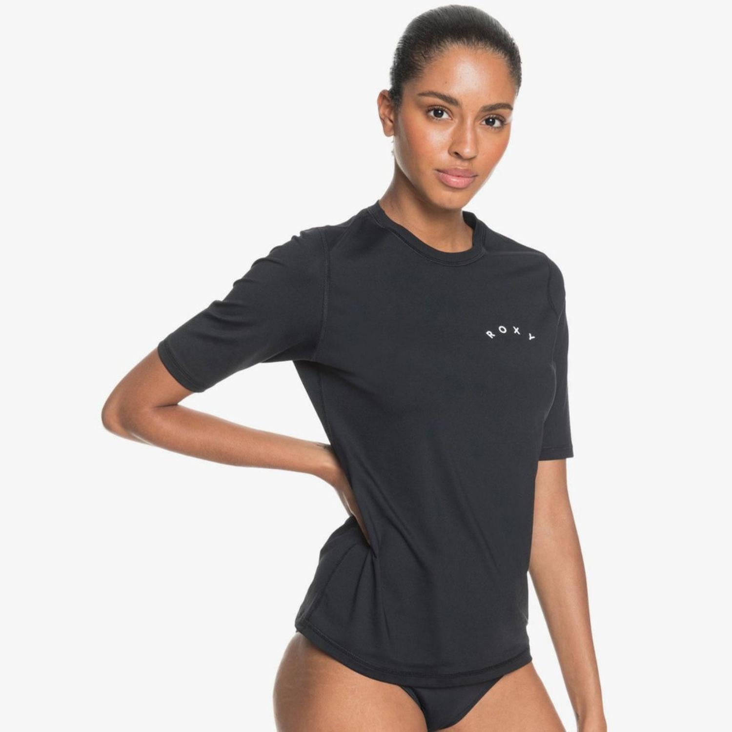 RASH GUARD LICRA MANGA CORTA ROXY MUJER - NEGRO - 1