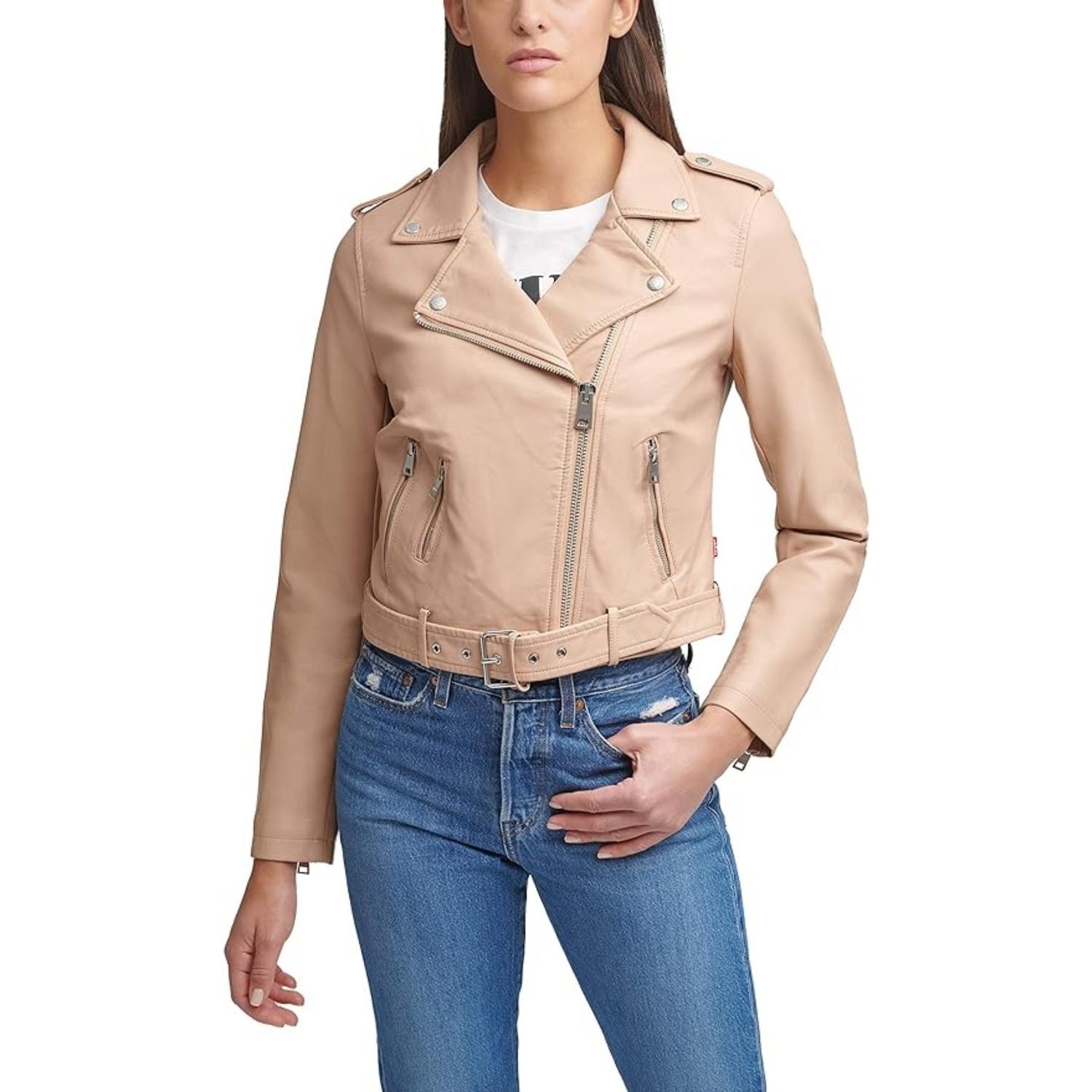 CASACA MUJER LEVIS CUERINA CON CINTURON - MELON - 1
