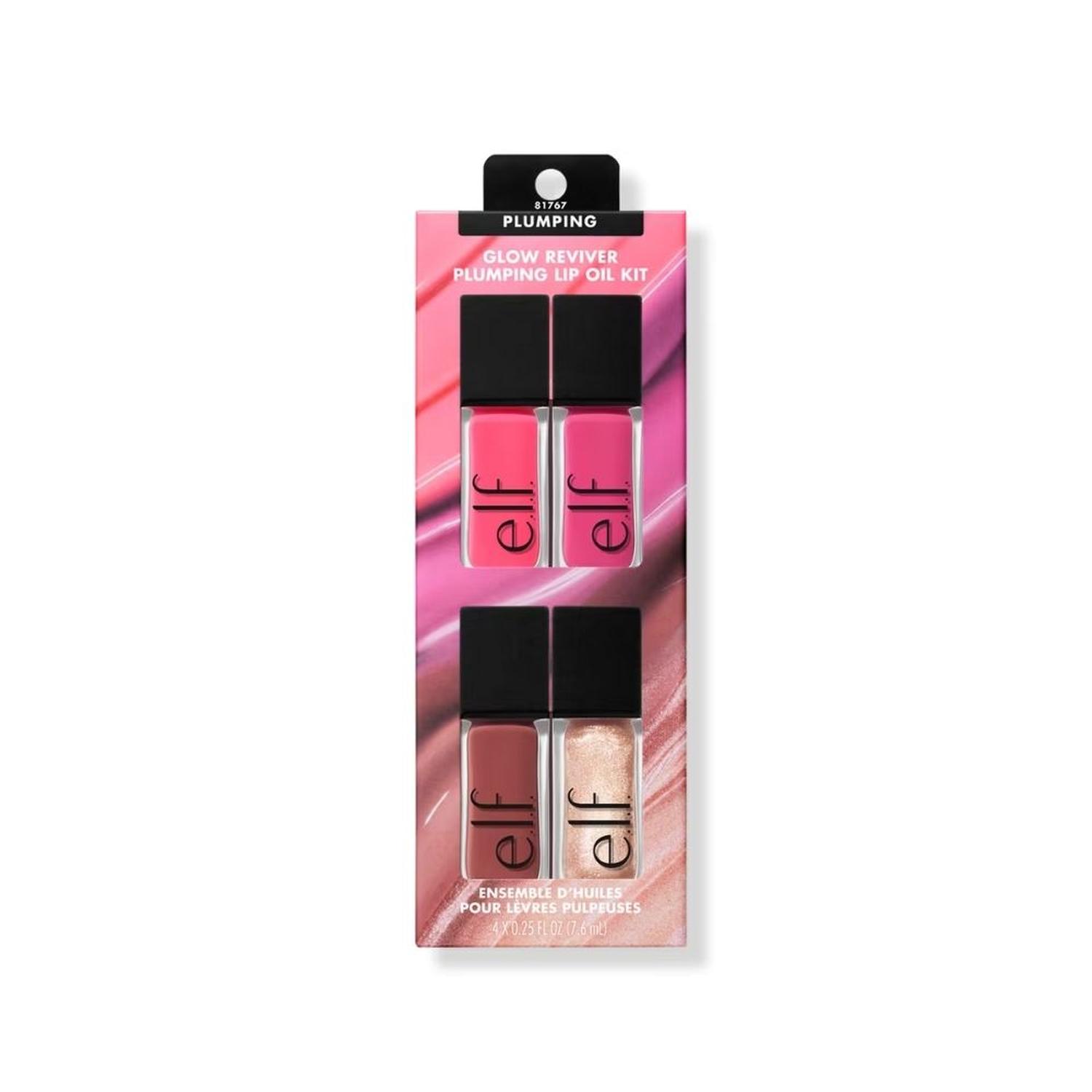 KIT ACEITE LABIAL E.L.F. GLOW REVIVER PLUMPINK - 4 UND - 1