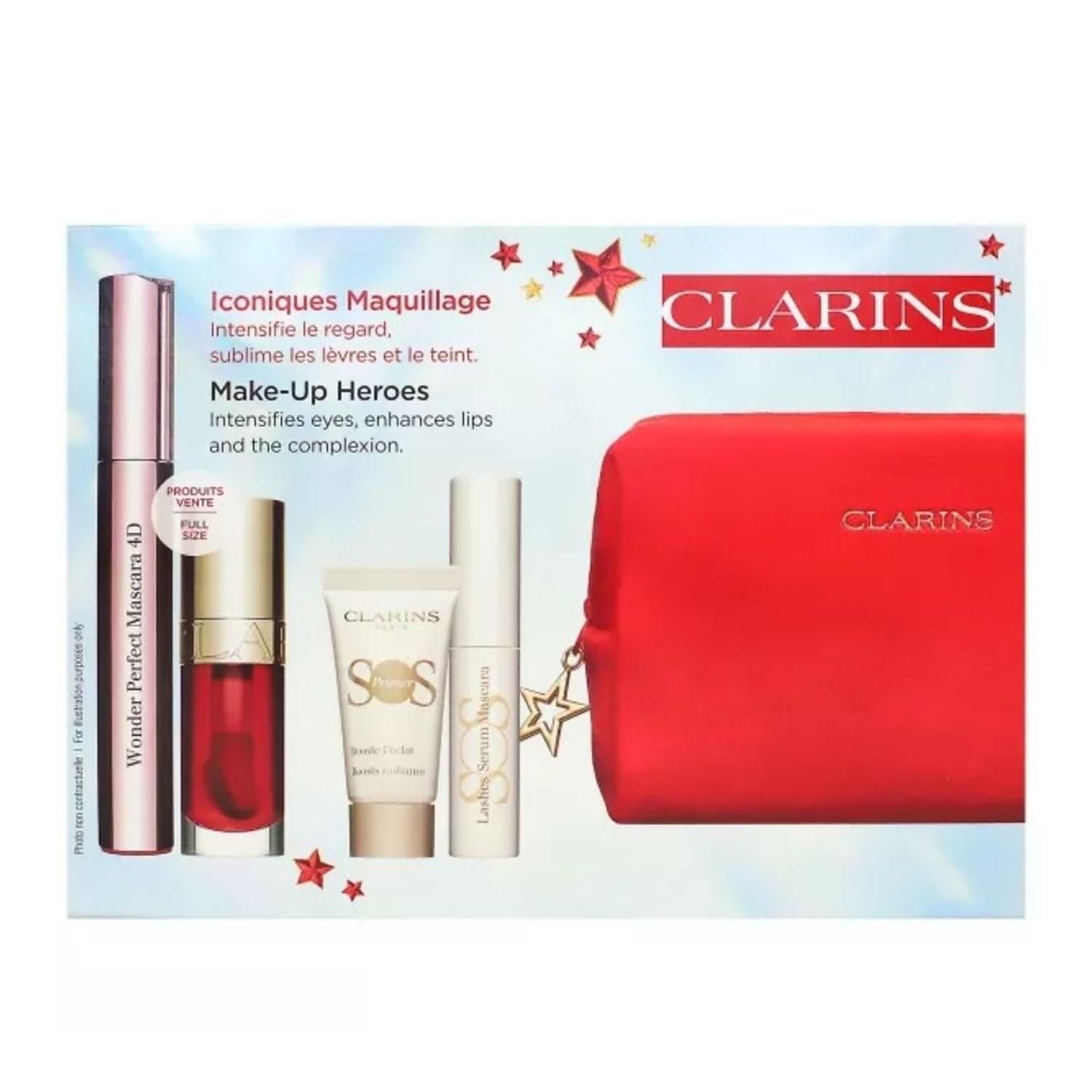 SET DE MAQUILLAJE CLARINS: MASCARA DE PESTANAS + LIP OIL + SOS PRIMER + SERUM PESTAÑAS - 1