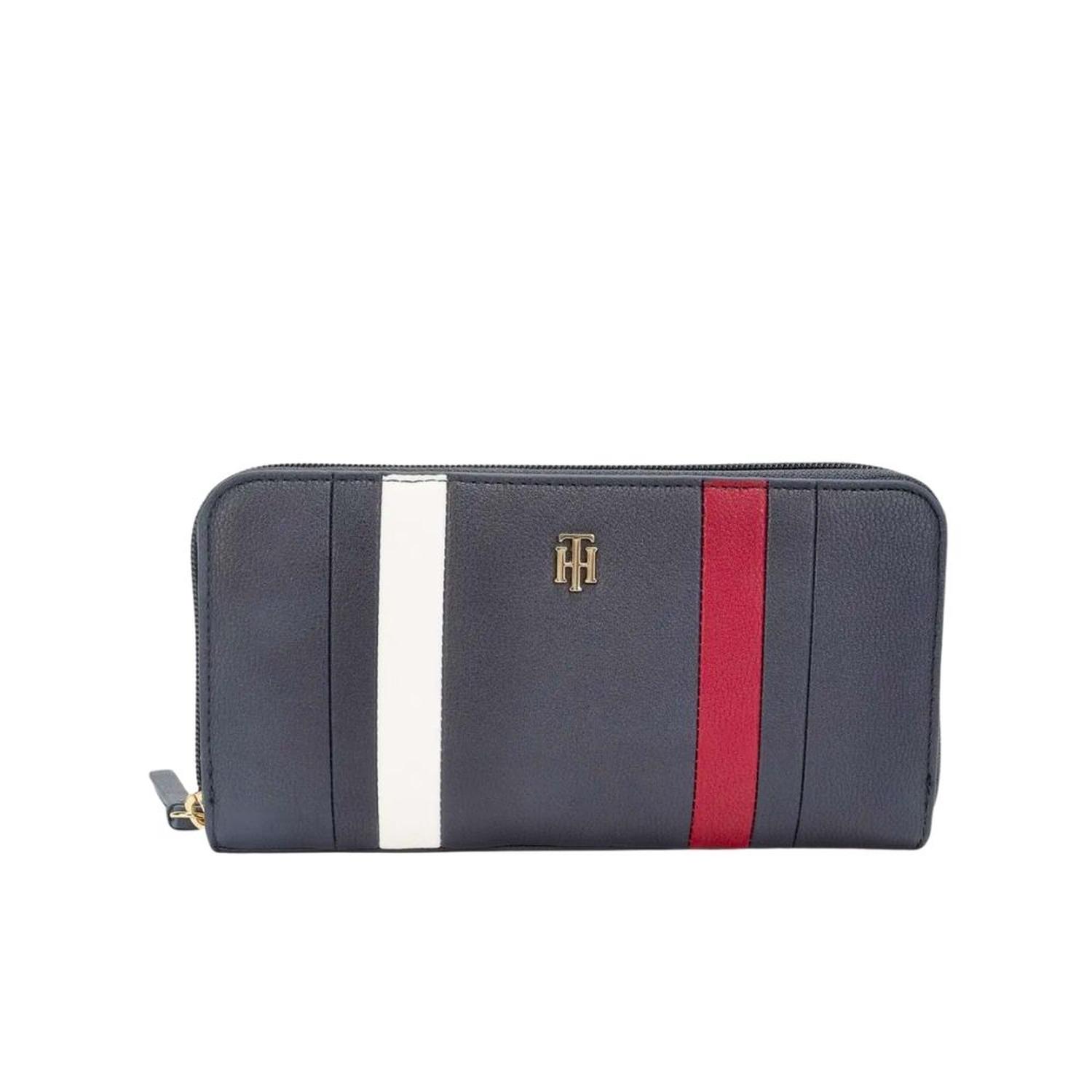 BILLETERA TOMMY HILFIGER STRIPED ZIP-AROUND AZUL - 1