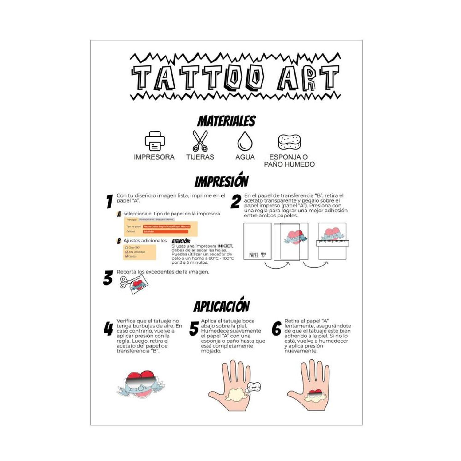 PAPEL IMPRESION TATUAJES TATTOO ART SETX10 - 2