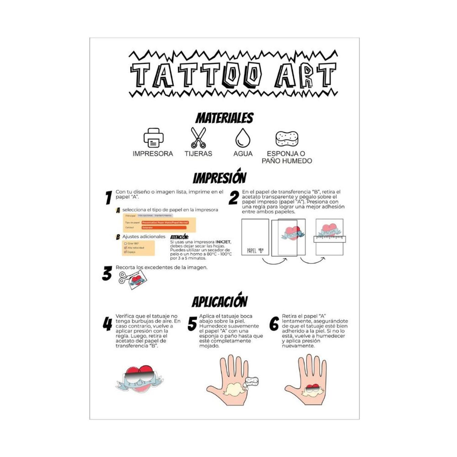 PAPEL IMPRESION TATUAJES TATTOO ART SETX5 - 2