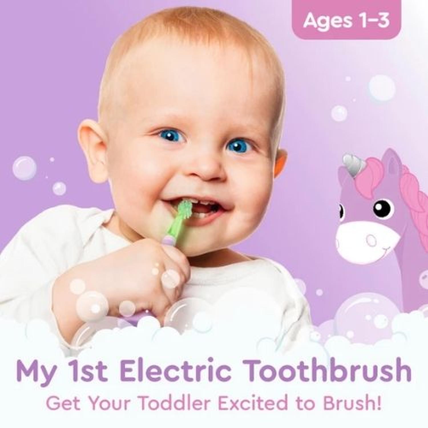 SET CEPILLO DE DIENTES ELECTRICO BRUSHEEZ PARA TODDLER 1-3 AÑOS - UNICORNIO - 2