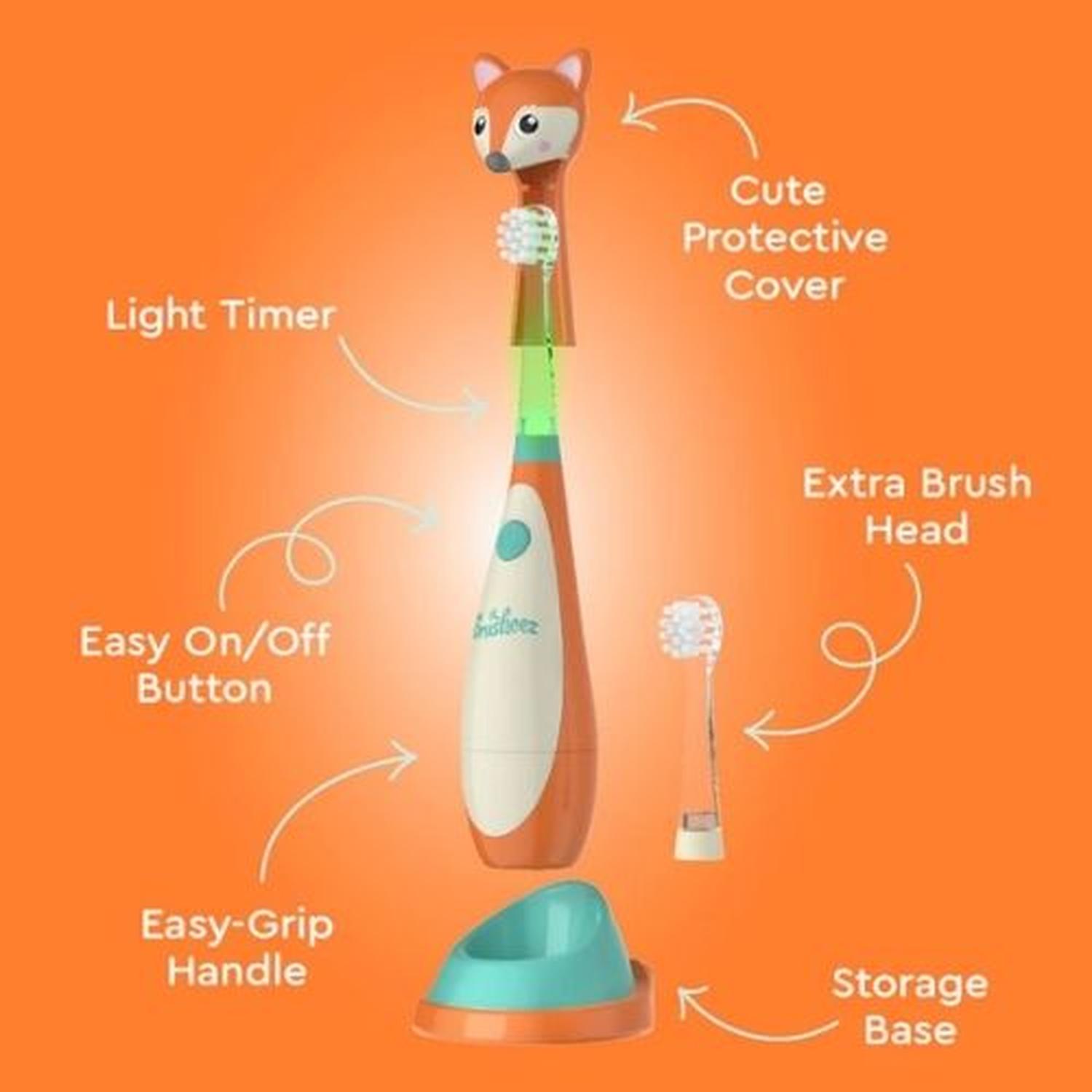 SET CEPILLO DE DIENTES ELECTRICO BRUSHEEZ PARA TODDLER 1-3 AÑOS - ZORRO - 5