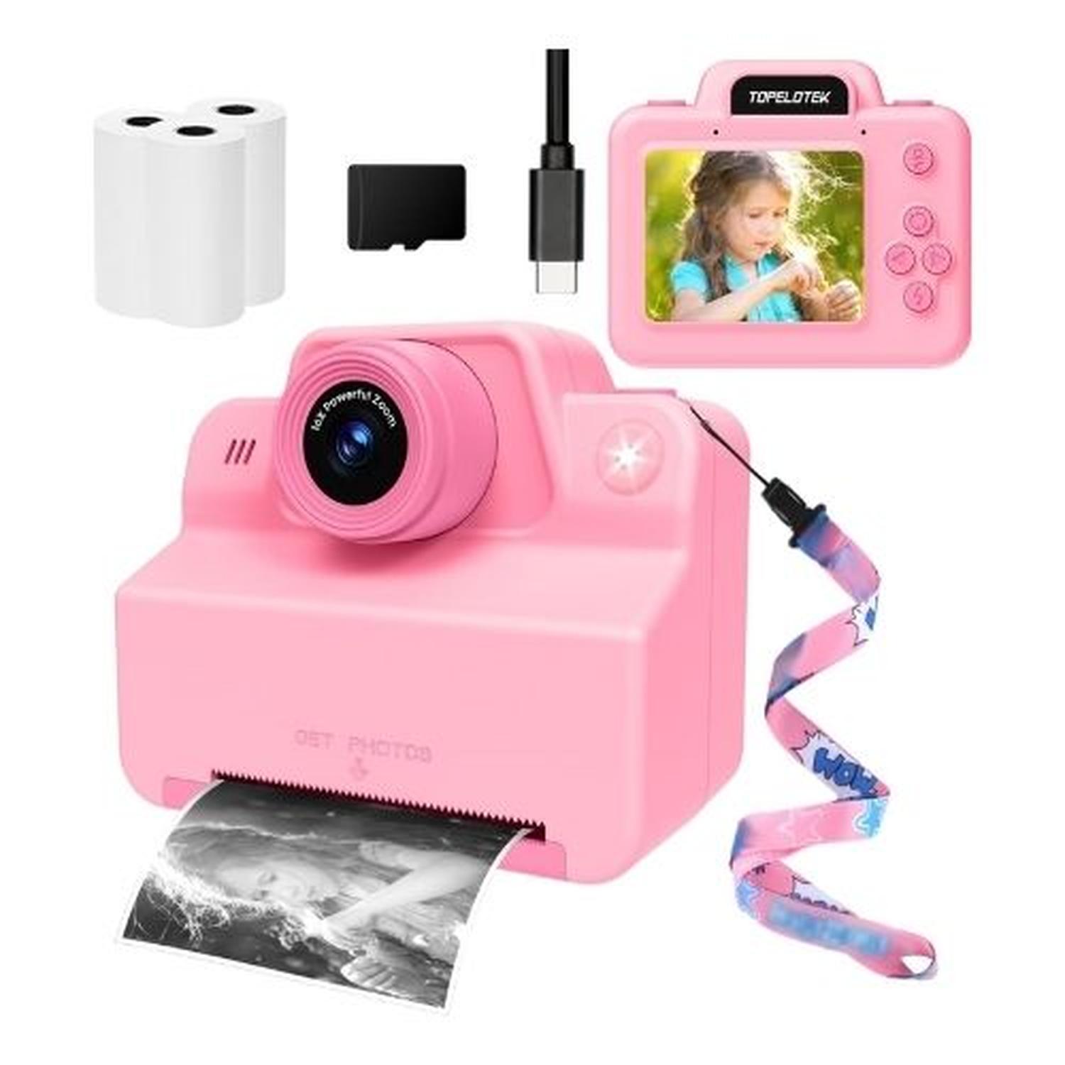 CAMARA FOTOGRAFICA DE IMPRESIÓN INSTANTÁNEA CON 3 ROLLOS DE PAPEL - ROSA - 1