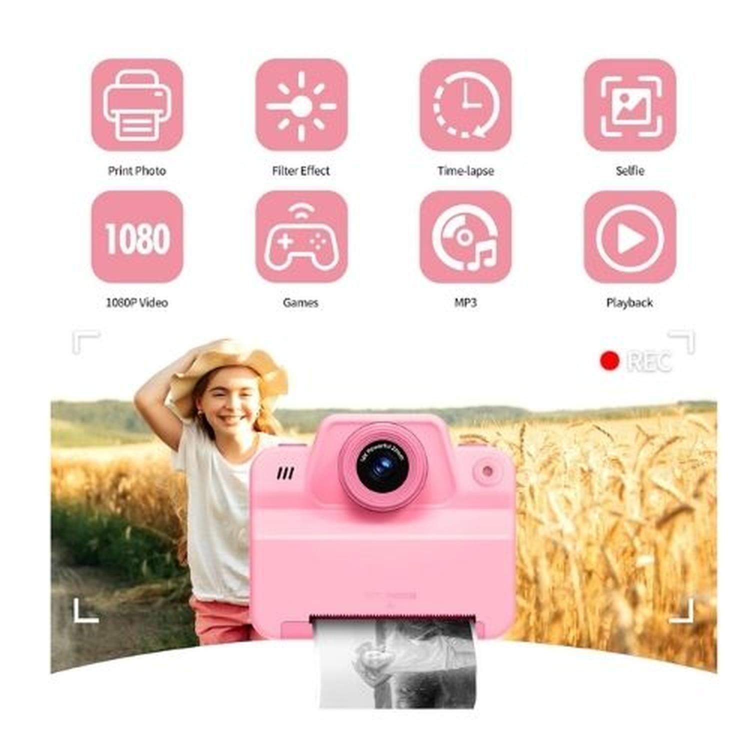 CAMARA FOTOGRAFICA DE IMPRESIÓN INSTANTÁNEA CON 3 ROLLOS DE PAPEL - ROSA - 2
