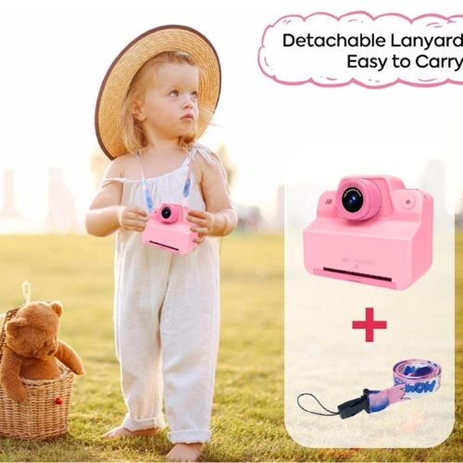 CAMARA FOTOGRAFICA DE IMPRESIÓN INSTANTÁNEA CON 3 ROLLOS DE PAPEL - ROSA - 5
