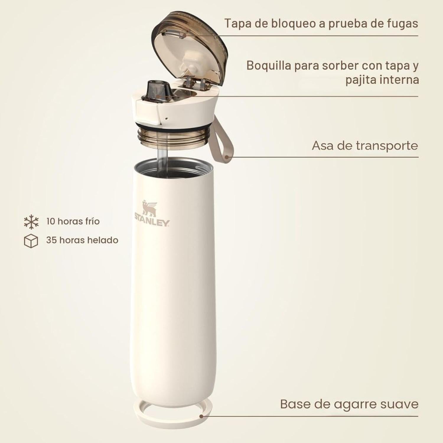 BOTELLA DE ACERO INOXIDABLE STANLEY FLOWSTATE SPRING 20 OZ - CREAM - 4