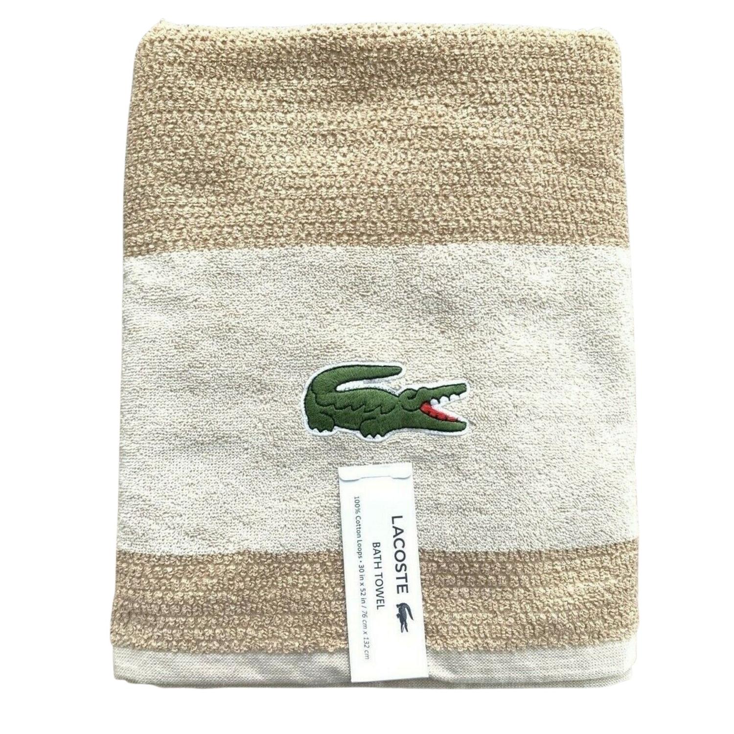 TOALLA DE BAÑO LACOSTE 100 ALGODON - BEIGE - 1