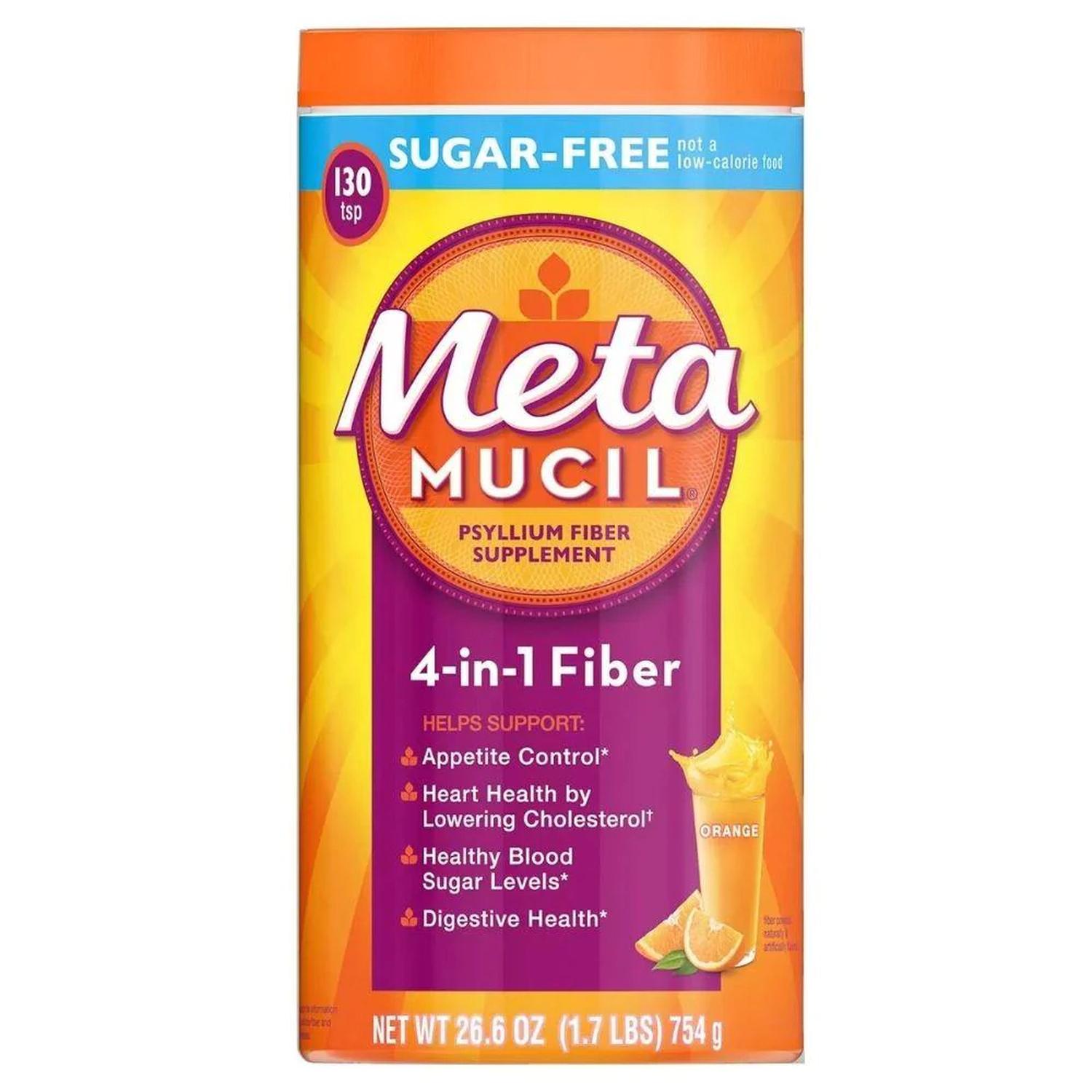METAMUCIL SUPLEMENTO DE FIBRA PSYLLIUM SIN AZUCAR 754 GRAMOS NARANJA TAMAÑO TALLA ÚNICA - 1