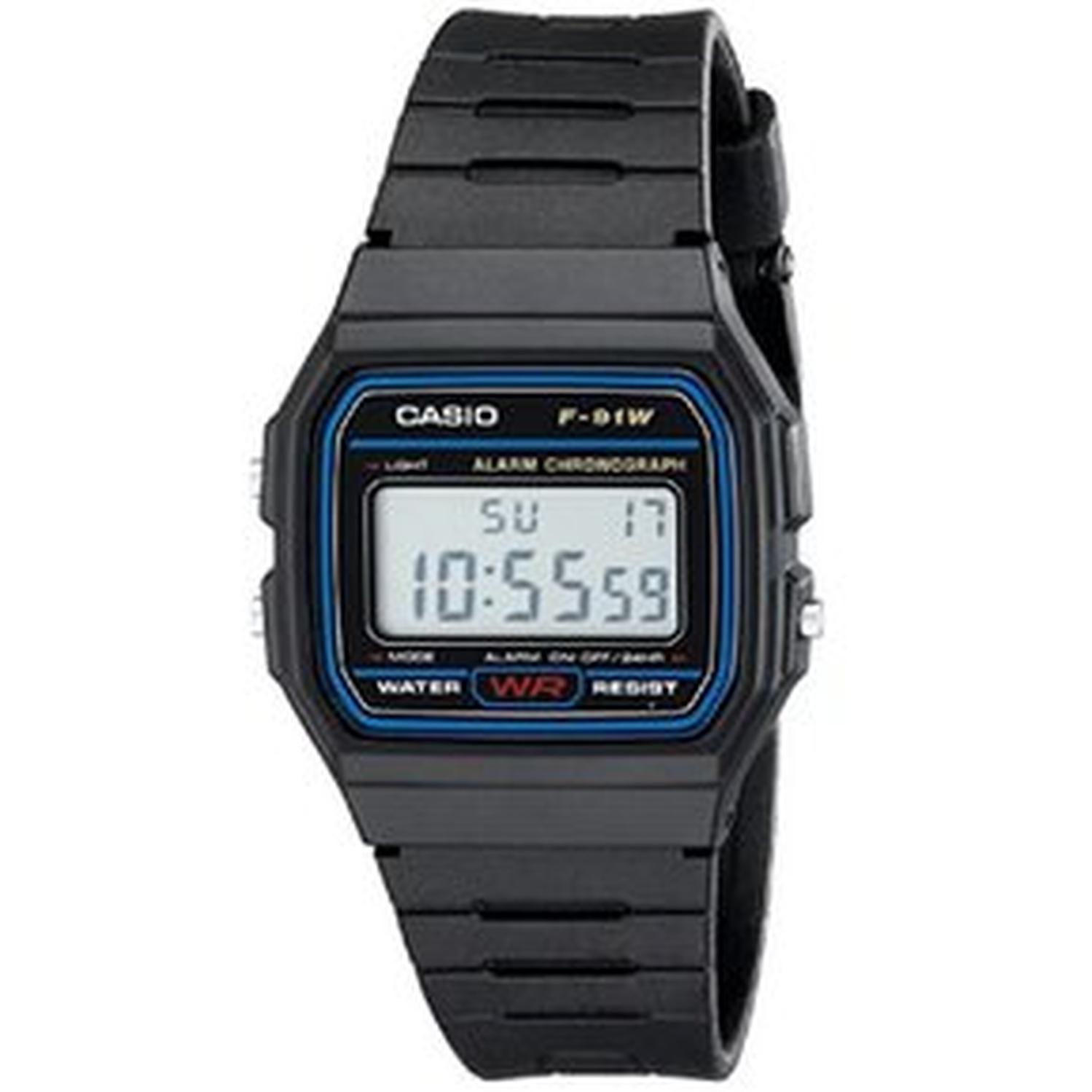 RELOJ CLÁSICO CASIO F91W-1 CORREA DE RESINA DIGITAL NEGRA HOMBRE TAMAÑO TALLA UNICA - 1