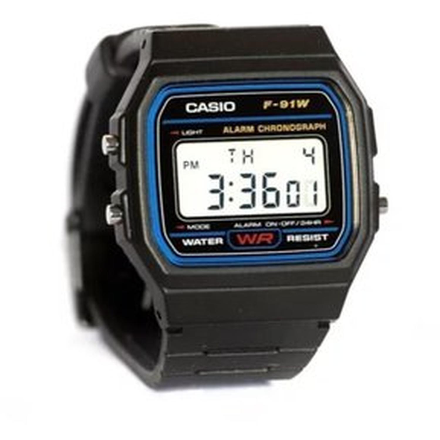 RELOJ CLÁSICO CASIO F91W-1 CORREA DE RESINA DIGITAL NEGRA HOMBRE TAMAÑO TALLA UNICA - 2